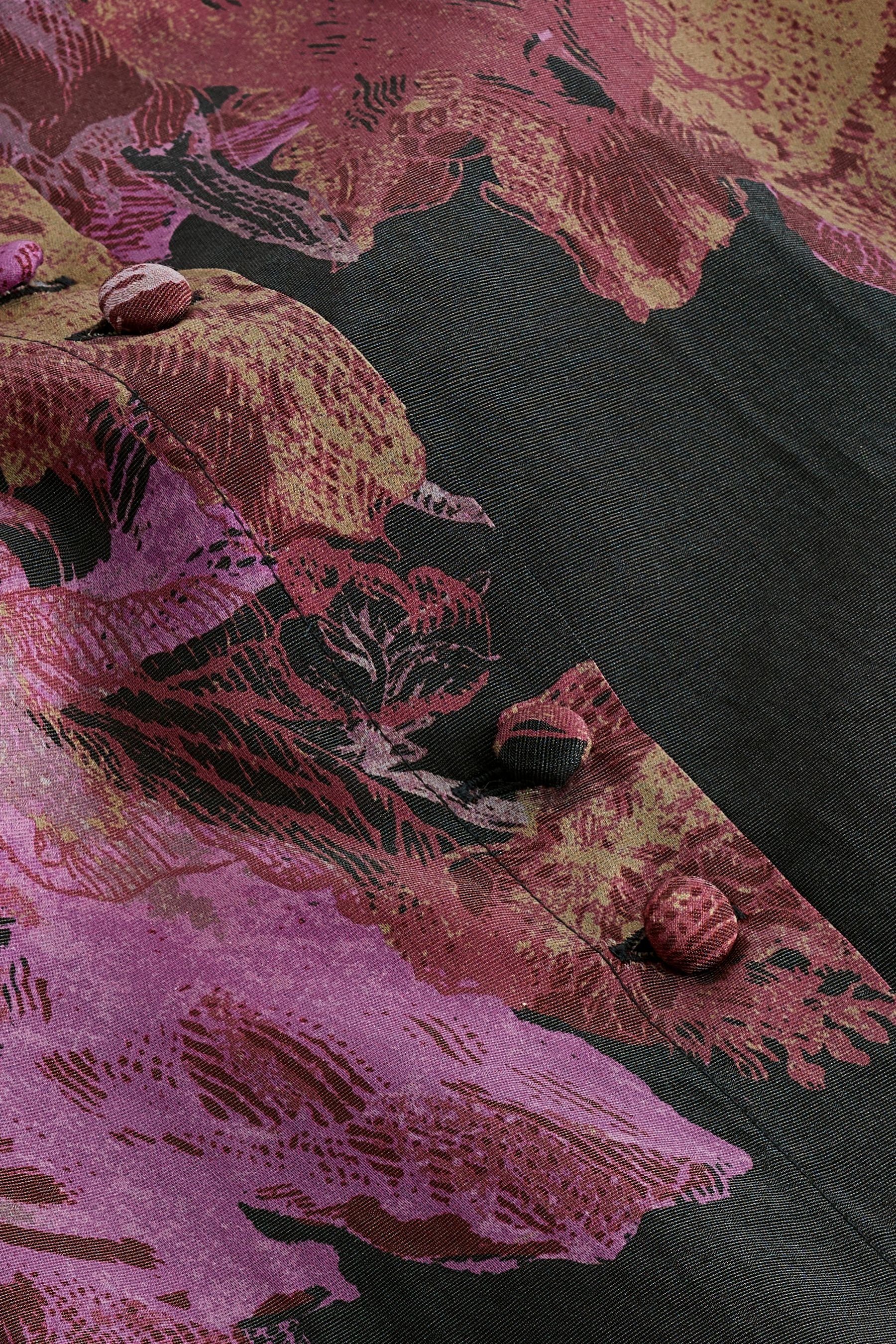 Next Floral Placement (1-tlg) mit Bluse Purple/Black langen Ärmeln Langarmbluse transparenten