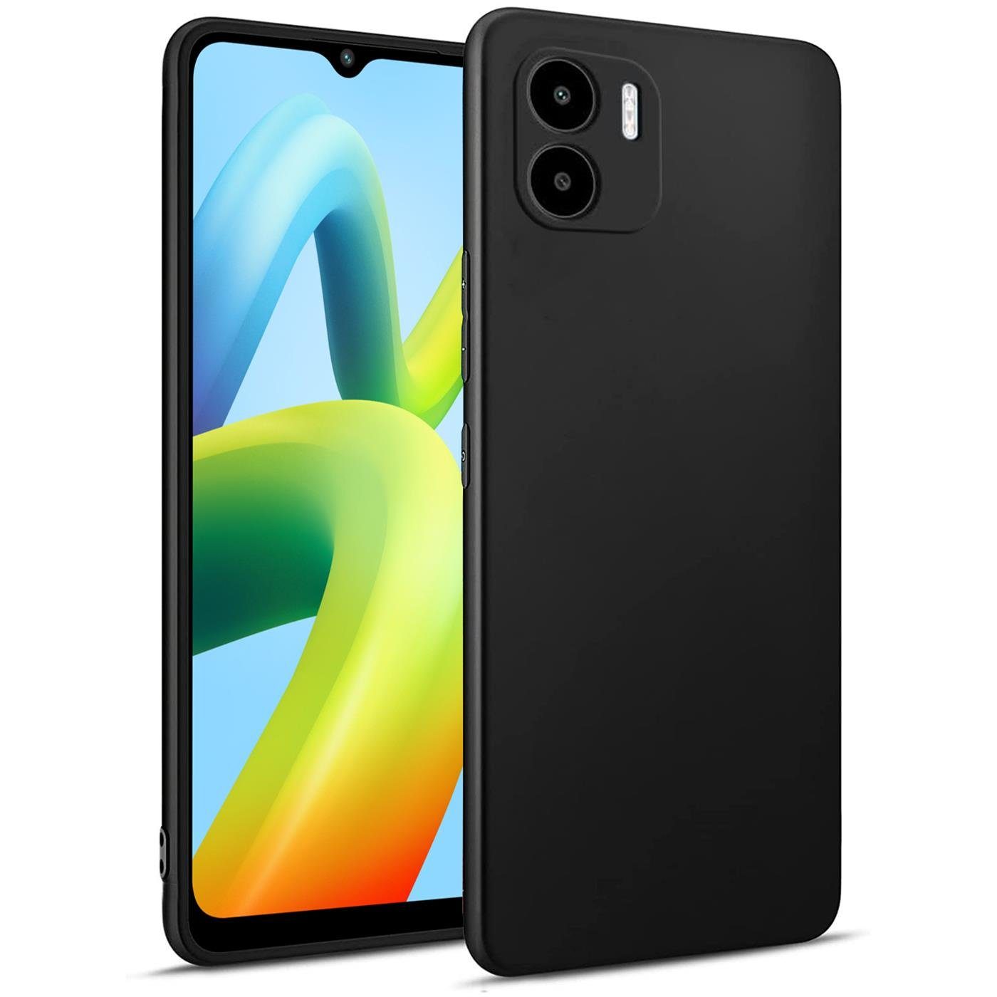 CoolGadget Handyhülle Handy Schutzhülle für Xiaomi Redmi A1 matt schwarz 6,52 Zoll, Silikon TPU Hülle Schutz Tasche Cover schlicht Slim Case