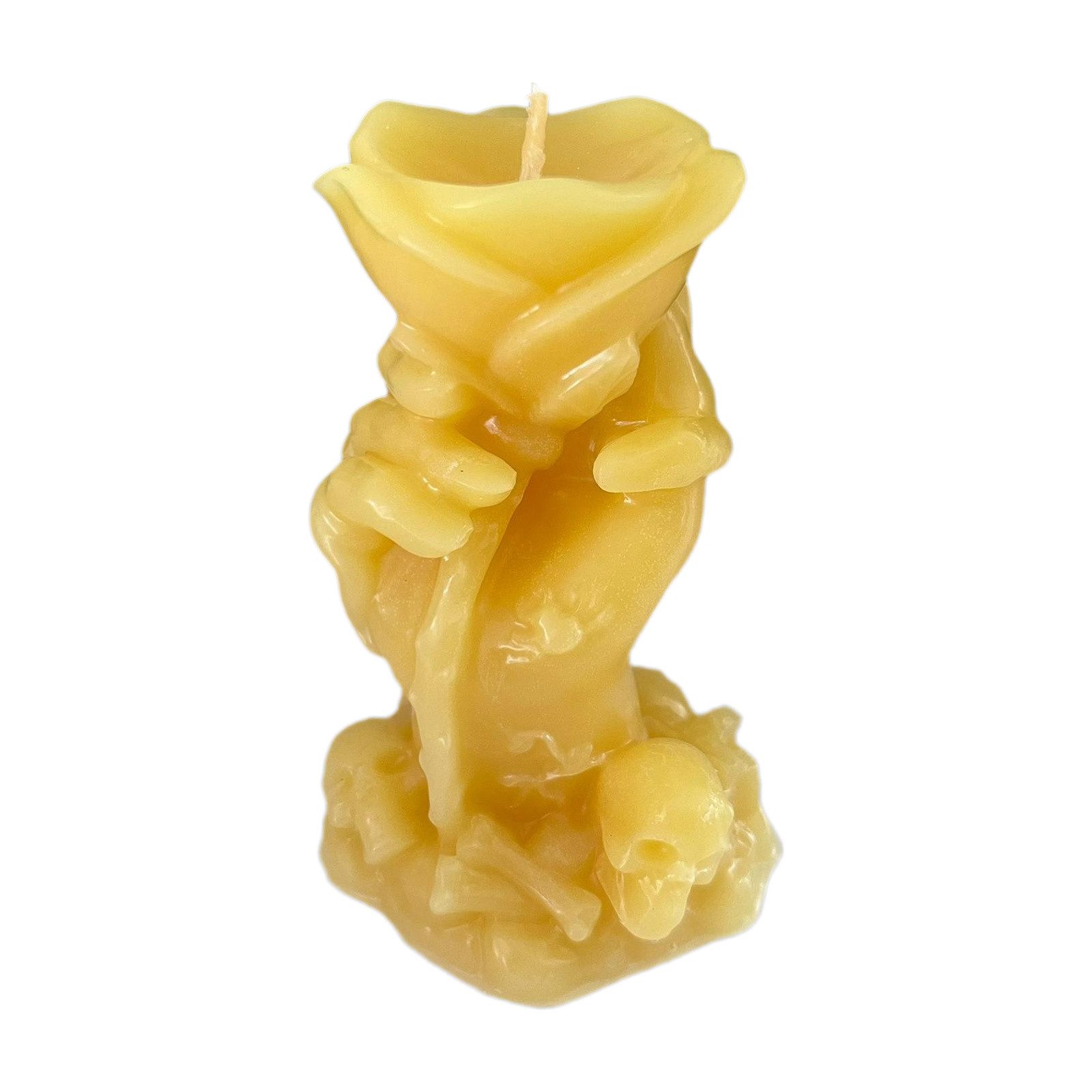 Aspinaworld Bienenwachskerze Rosenkerze auf Hand 9 cm natur – Blüte liegt auf (1-tlg)