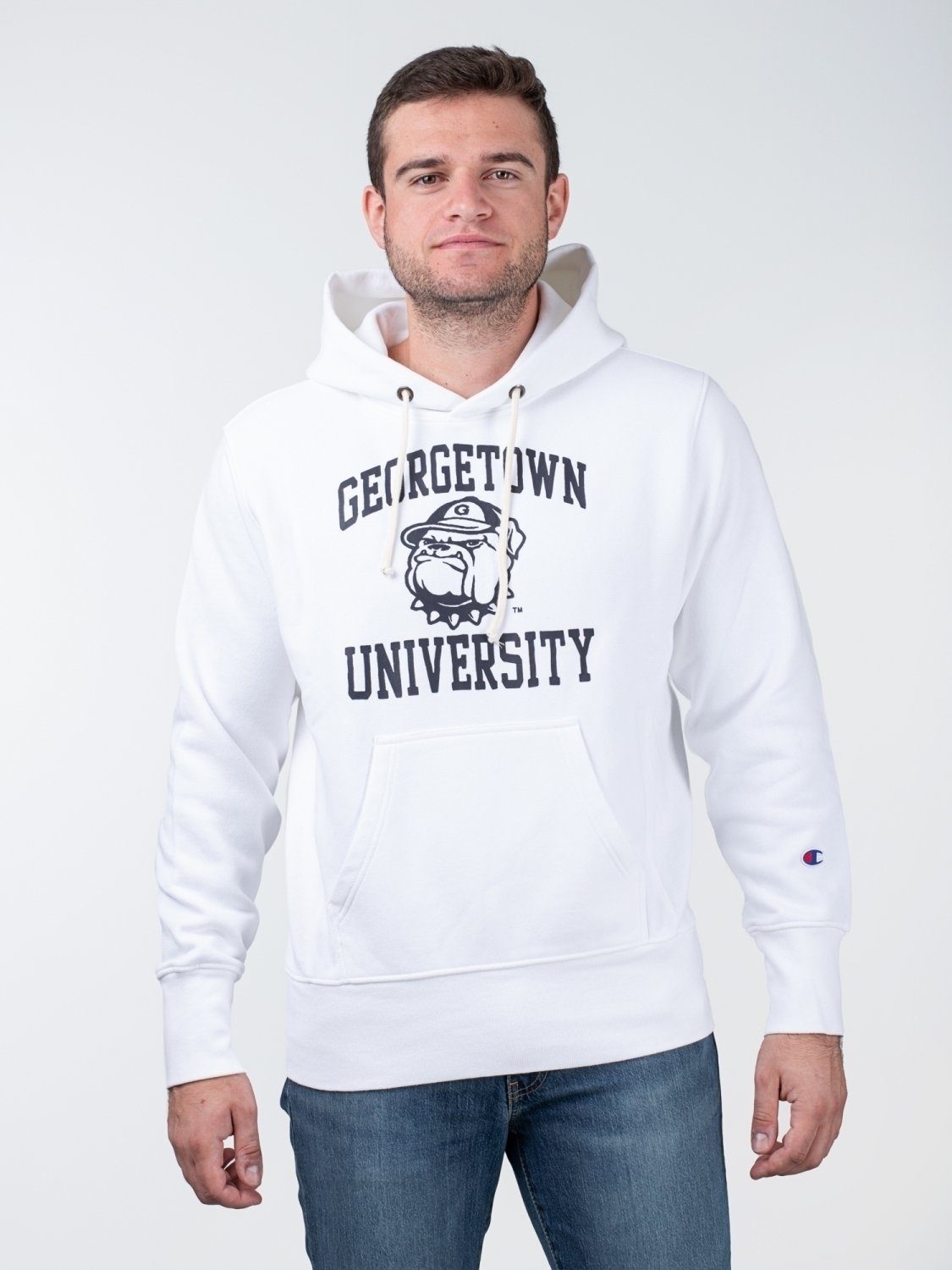 White Sweatshirt University Georgetown Champion Champion Hoodie Hooded