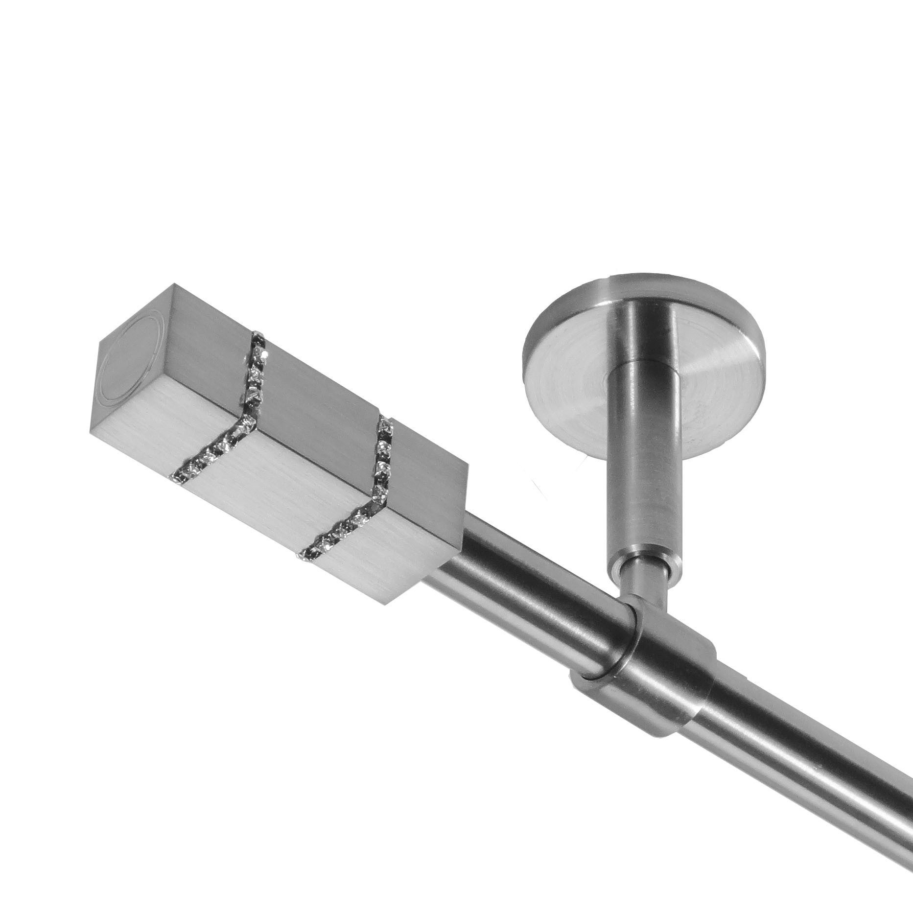 BASIT Gardinenstange Rohr Edelstahl 16 mm mit Deckenträgern 120 cm E27, Ø 1 günstig online kaufen