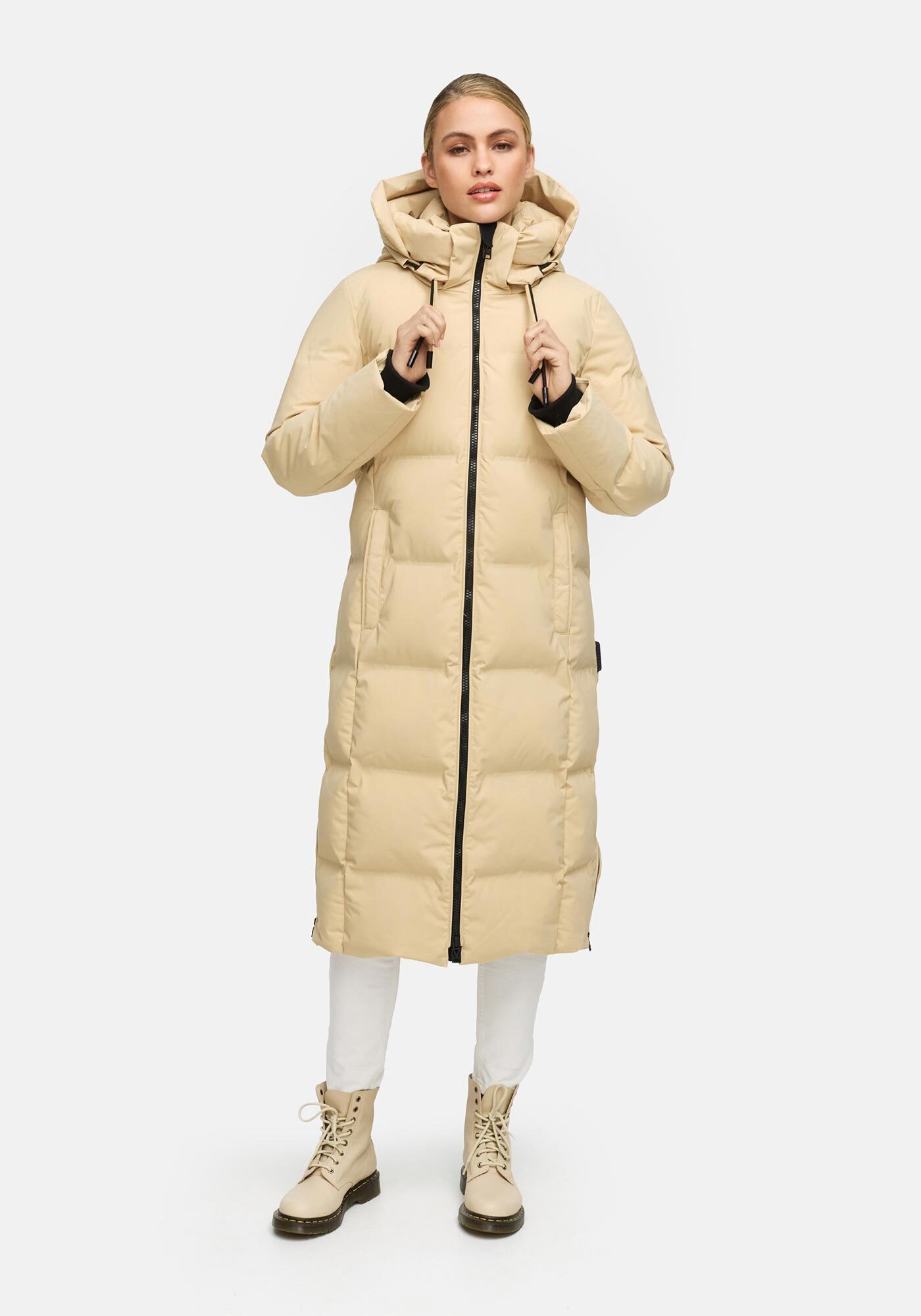 Marikoo Winterjacke Tikoraa mit extra langem Schnitt und hohem Kragen
