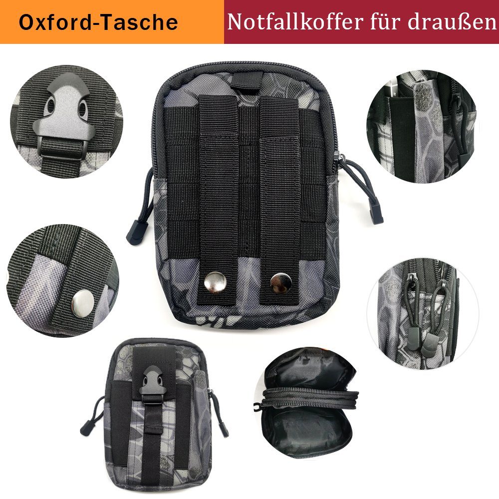 MDHAND Multitool St), (65 Angelausrüstung Outdoor-Notfall-Kit-Rucksack, Schwarz
