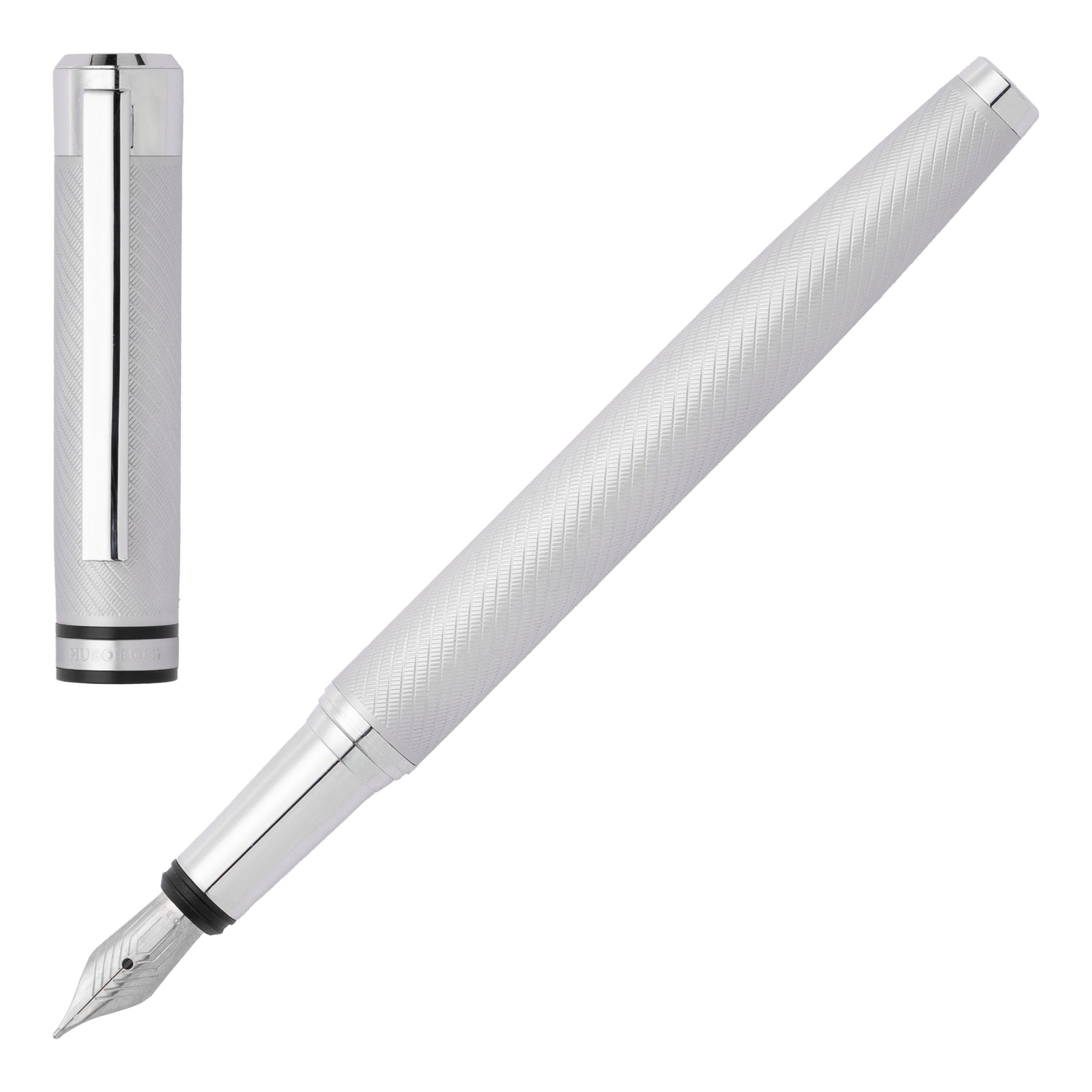 BOSS Füllfederhalter Hugo Boss Filament Pen Silber Set) (kein Fountain Chrome Füllfederhalter Metall