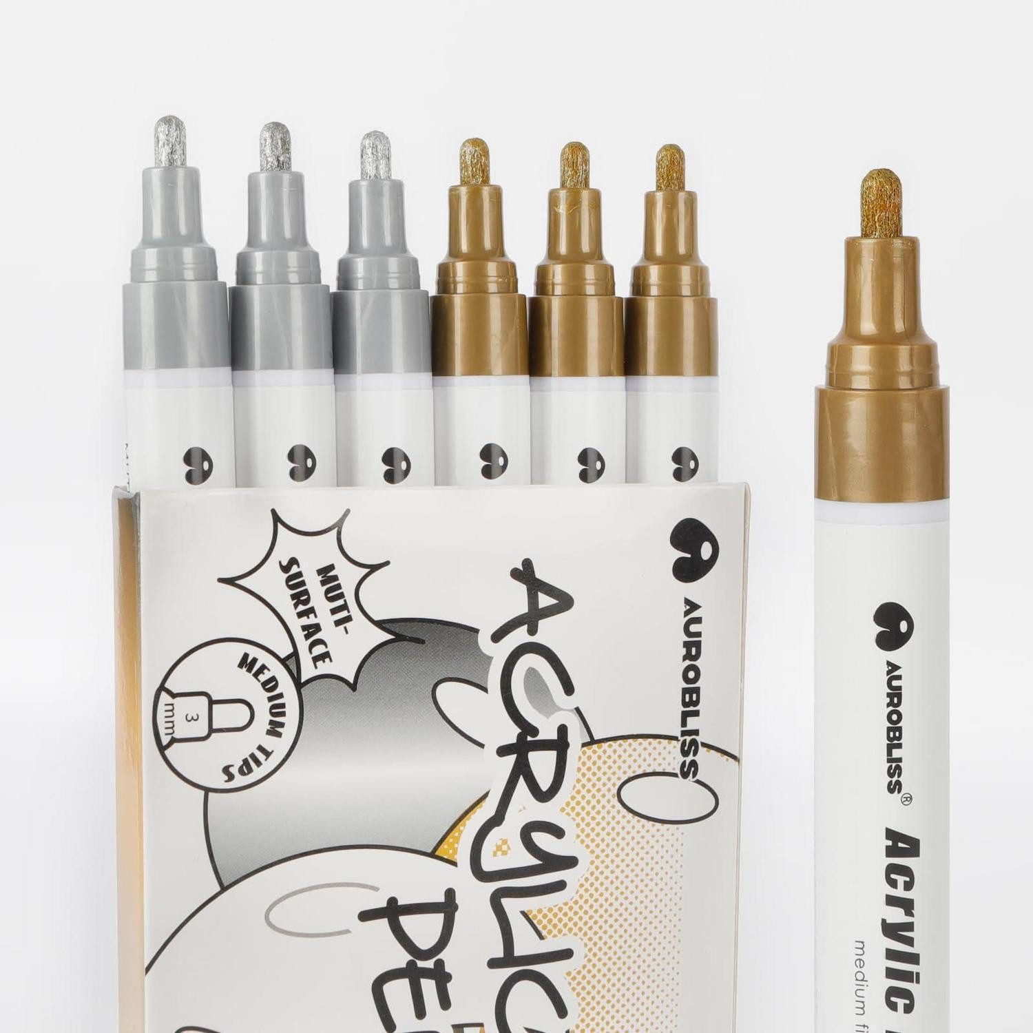 LuxusKollektion Permanentmarker Metallic Stifte Gold Silber 6Stück 2-3MM