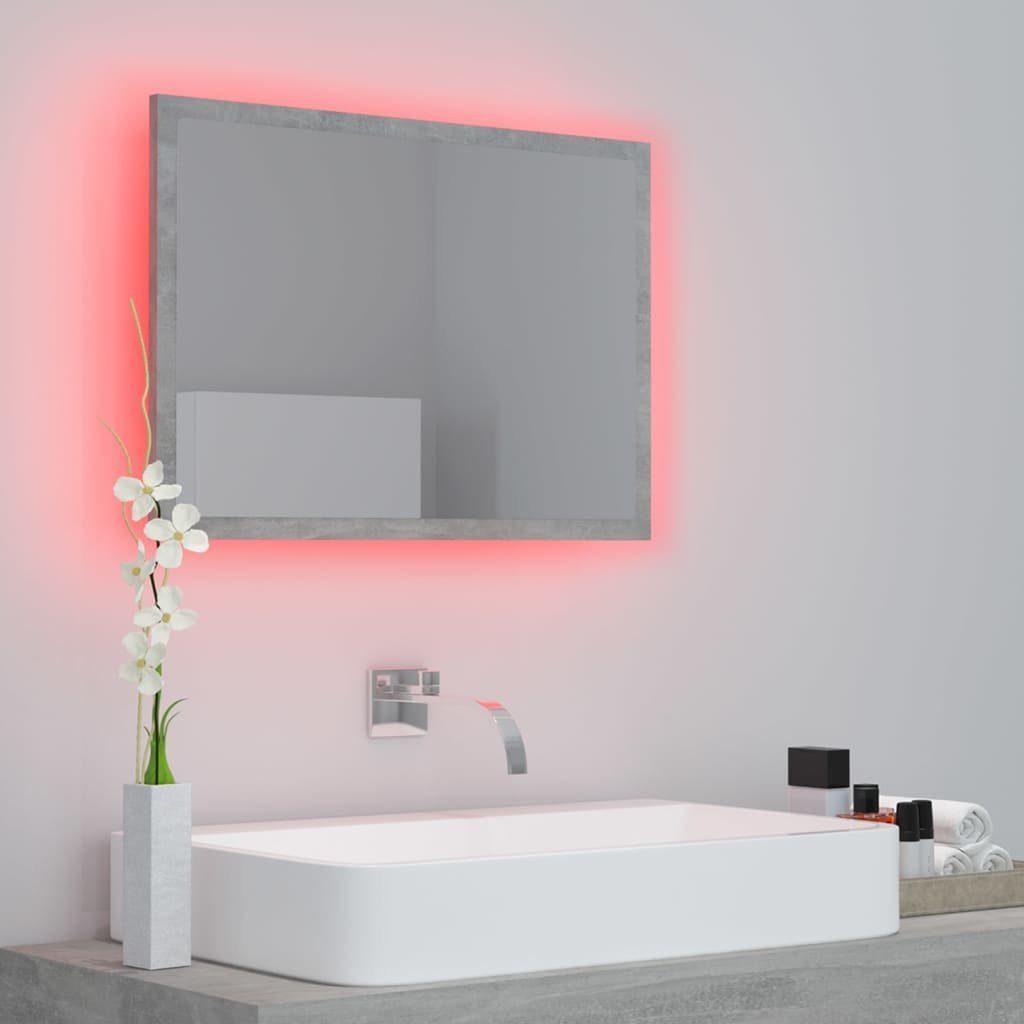 Betongrau Badezimmerspiegelschrank LED-Badspiegel cm (1-St) vidaXL 60x8,5x37 Acryl