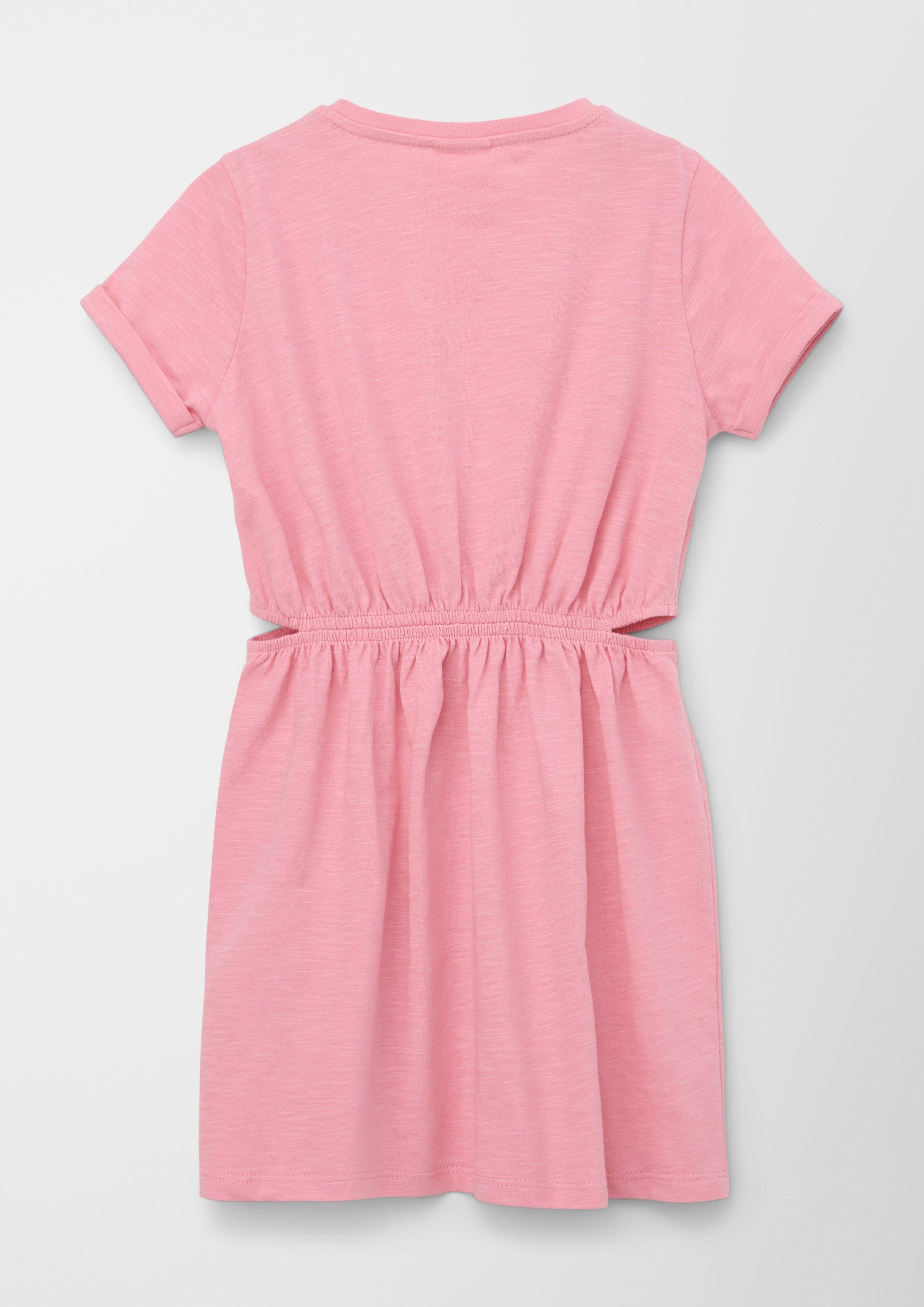 Raffung Kleid Out, Print-Detail mit Cut rosa Minikleid s.Oliver