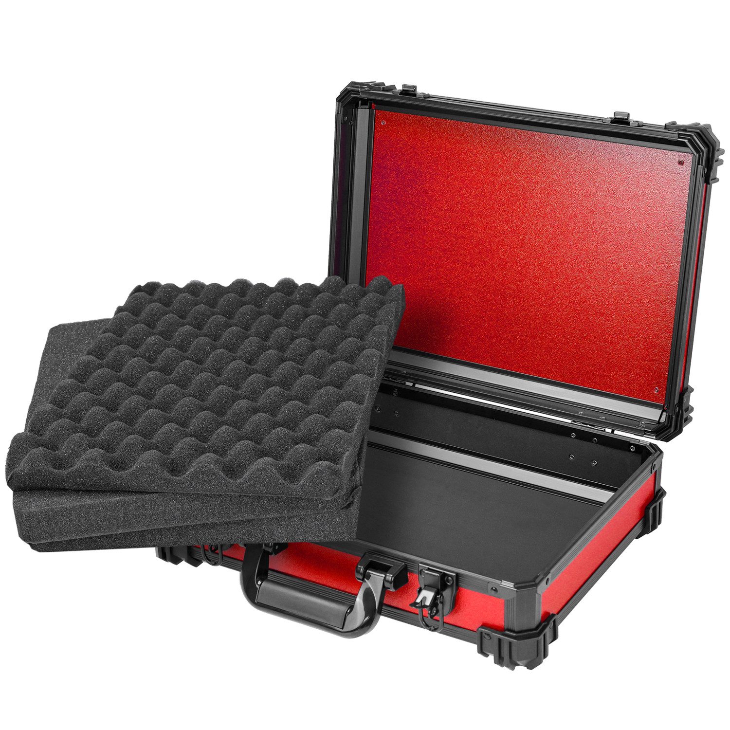 HMF Werkzeugkoffer Transportkoffer mit Noppen- & Rasterschaumstoff, Universalkoffer für, Kamera, Messgeräte & Tabletop-Miniaturen, 39 x 29 x 12 cm, Rot – Bild 3 von 5