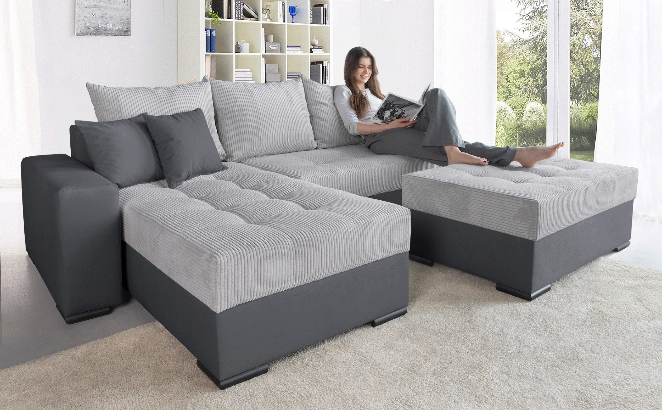 COLLECTION AB Ecksofa Josy L-Form, B: 214 cm in Cord, Cord-Mix, mit Bettfun günstig online kaufen