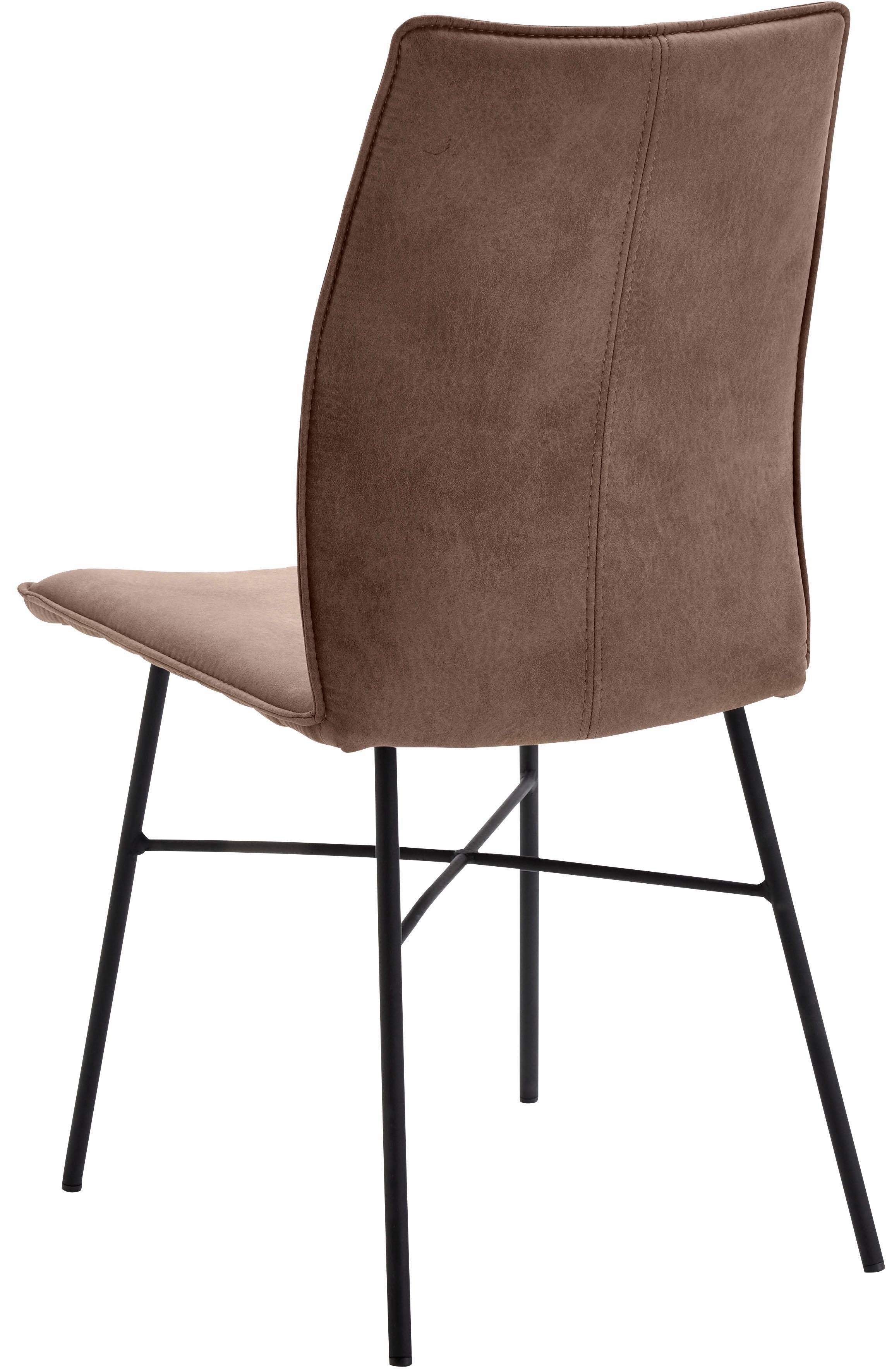 NIEHOFF SITZMÖBEL 4-Fußstuhl Capri (Set, 2 St), Bezug in Microfaser oder Leder, Stativgestell aus Eisen