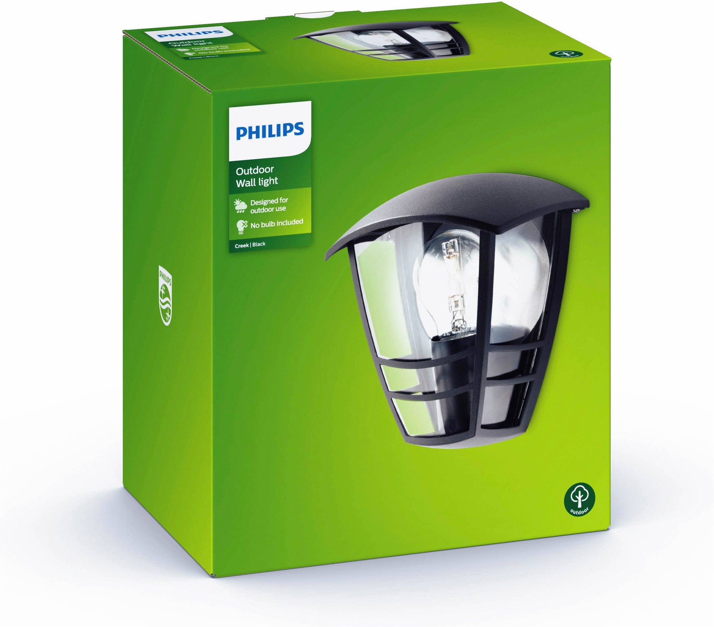 Philips Außen-Wandleuchte myGarden Creek, 1x60W, Schwarz, ohne Leuchtmittel