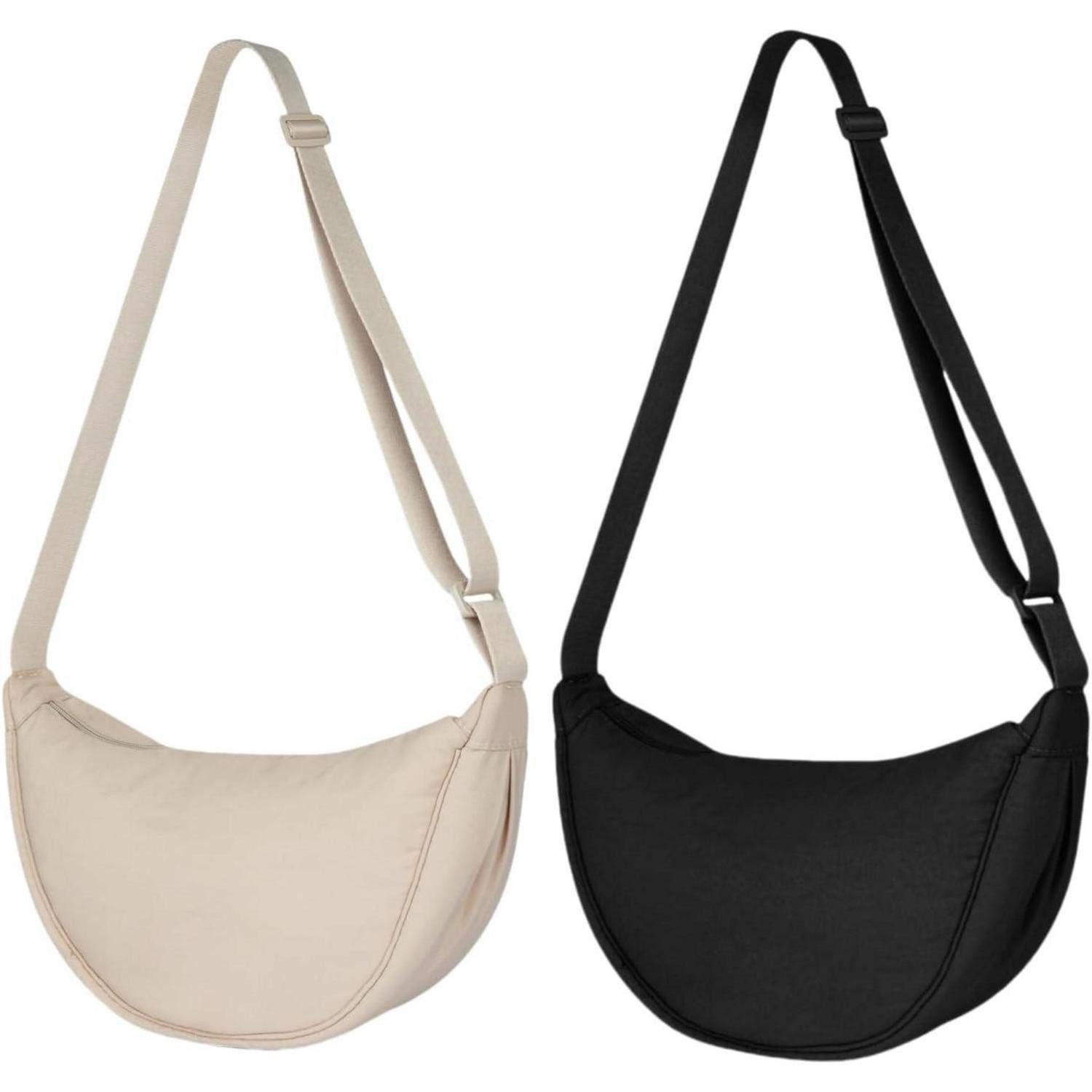 Umhängetasche Damen Halbmond Crossbody Schultertasche Nylon Reißverschluss