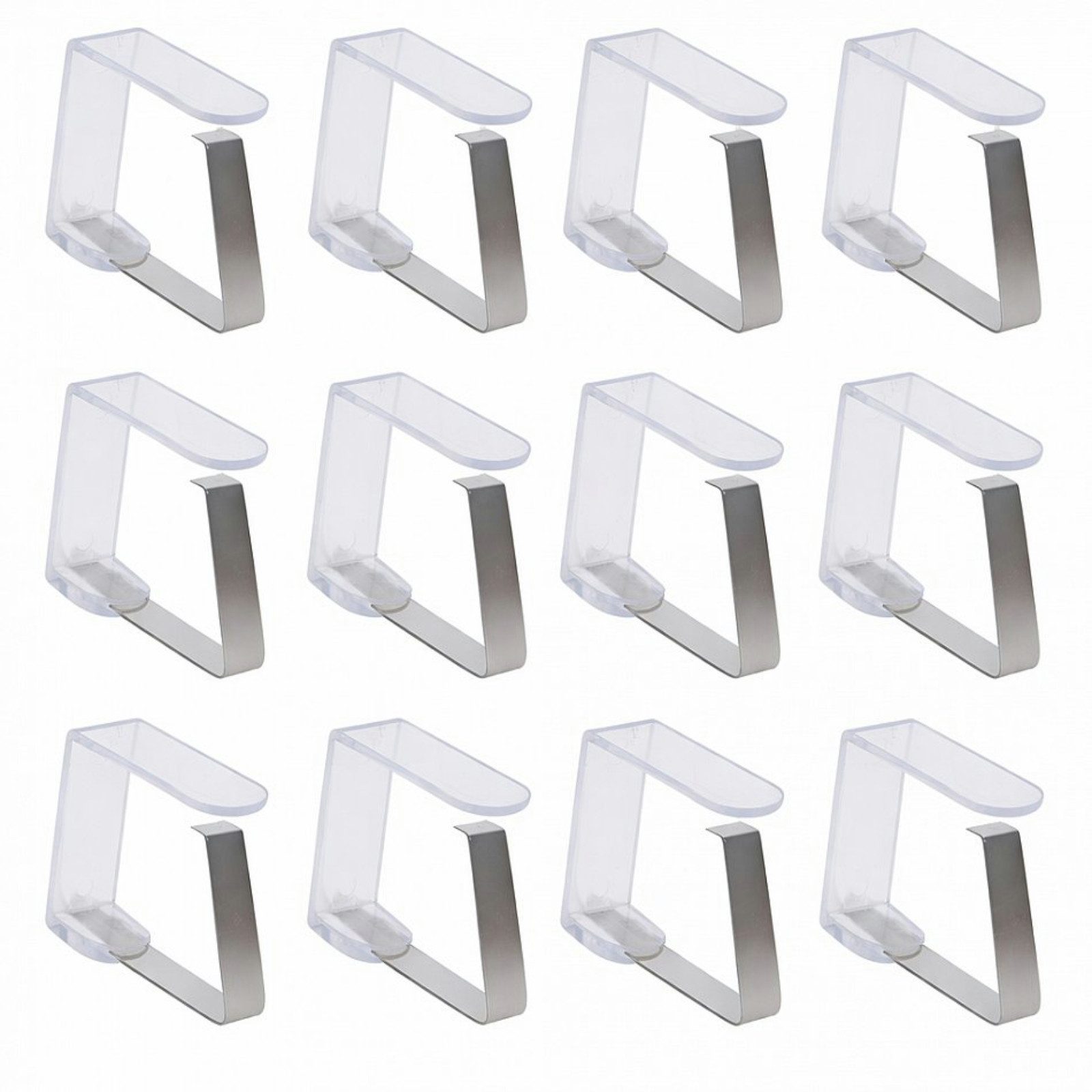 Koopman Tischtuchklammer Tischdeckenklammer Transparent 12 Tlg. Set, (Set, 12-tlg., Packung), 12 Stück, Kunststoff / Edelstahl, Transparent, 4x1,5cm – Bild 3 von 5