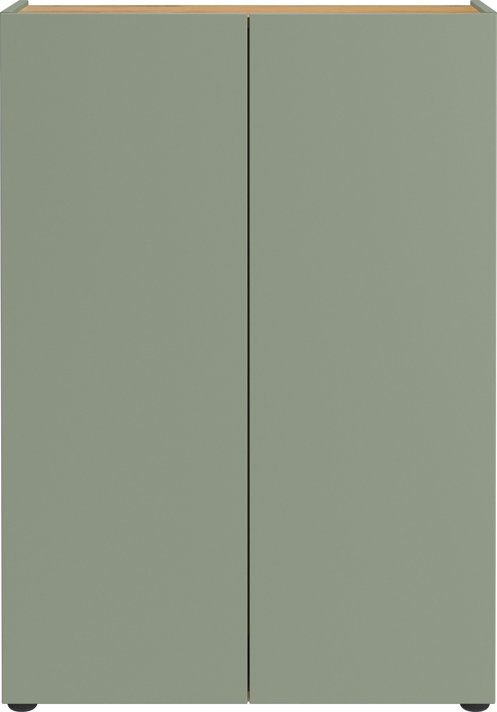 freiraum Schuhkommode GW-ALVIANO, 2 Türen, 3 Schübe, Taupegrün/Navarra-Eiche-Dekor - 74x105x33cm (BxHxT)