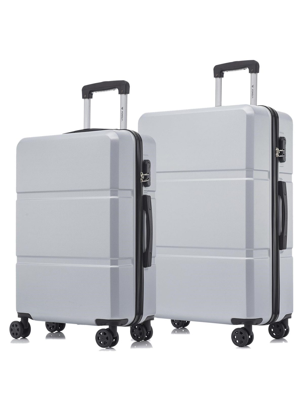 YONSLY Kofferset Reisekoffer Set Hartschale ABS, 4 Rollen, (Spar-Set, 2 tlg., Hartschalen Trolley Set), Wasserabweisend Stoßfest Robust