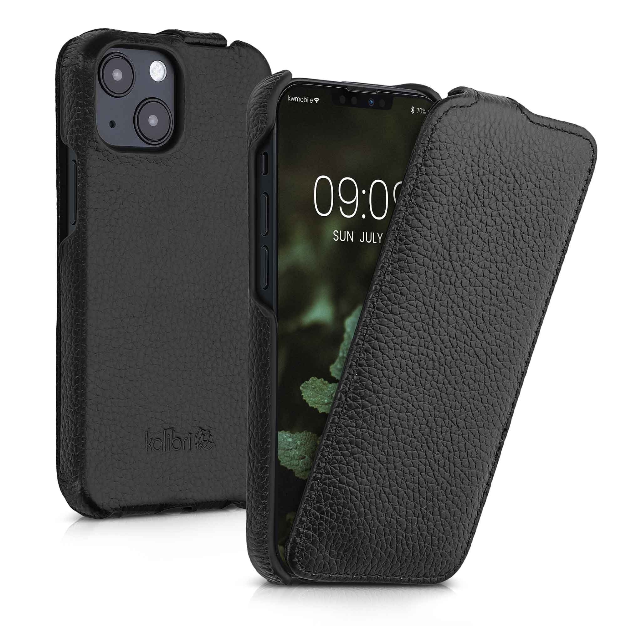 kalibri Handyhülle Flip-Hülle Ultra Slim Tasche für Apple iPhone 13 mini, Leder Schutzhülle Case