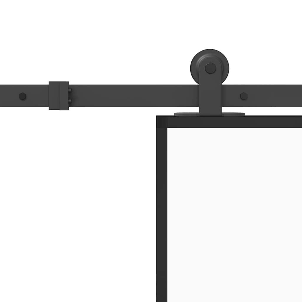vidaXL Zimmertür Schiebetür mit Beschlag 76x205 cm ESG-Glas Aluminium