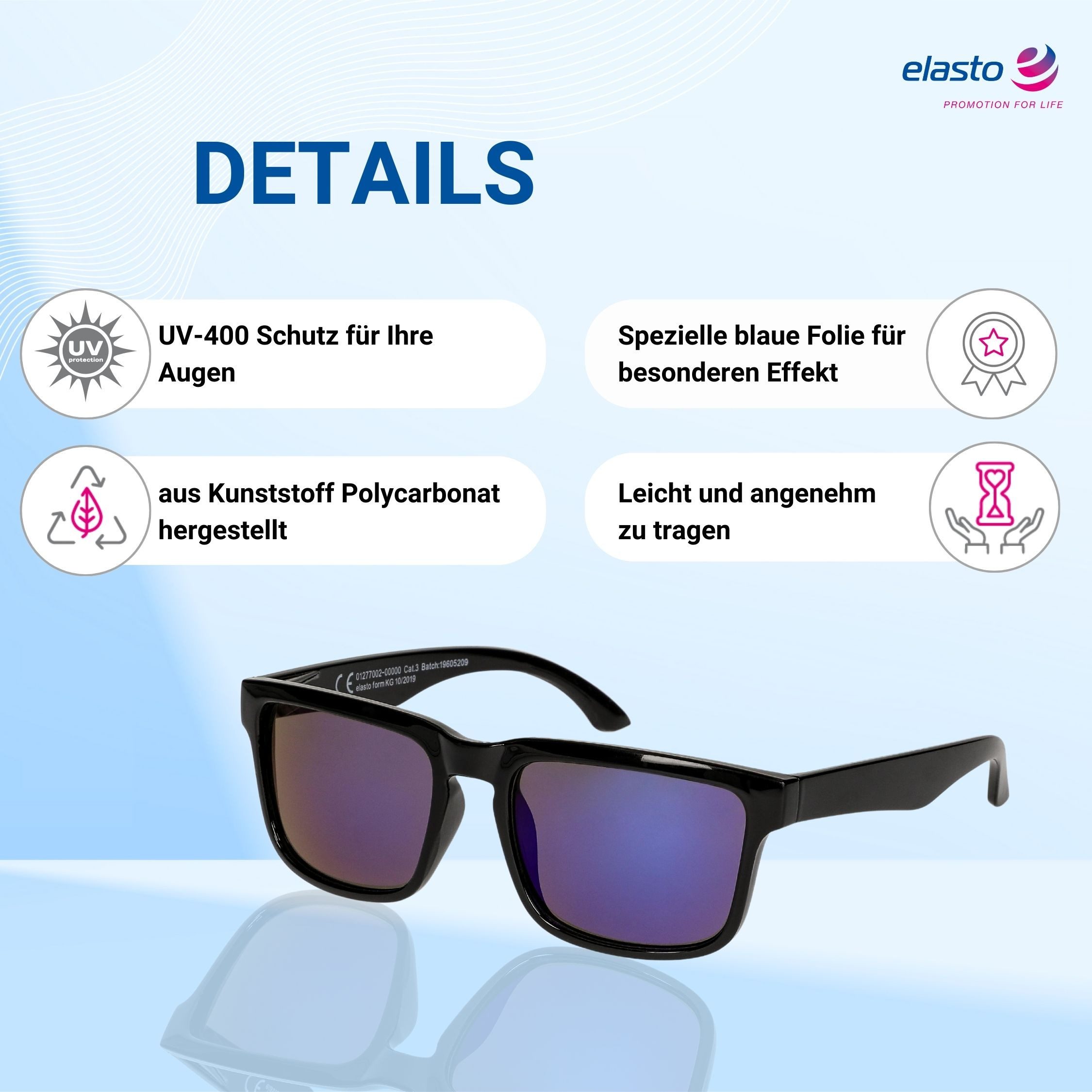 elasto Sonnenbrille Sunshine Brille UV-400 Schutz Schwarz günstig online kaufen