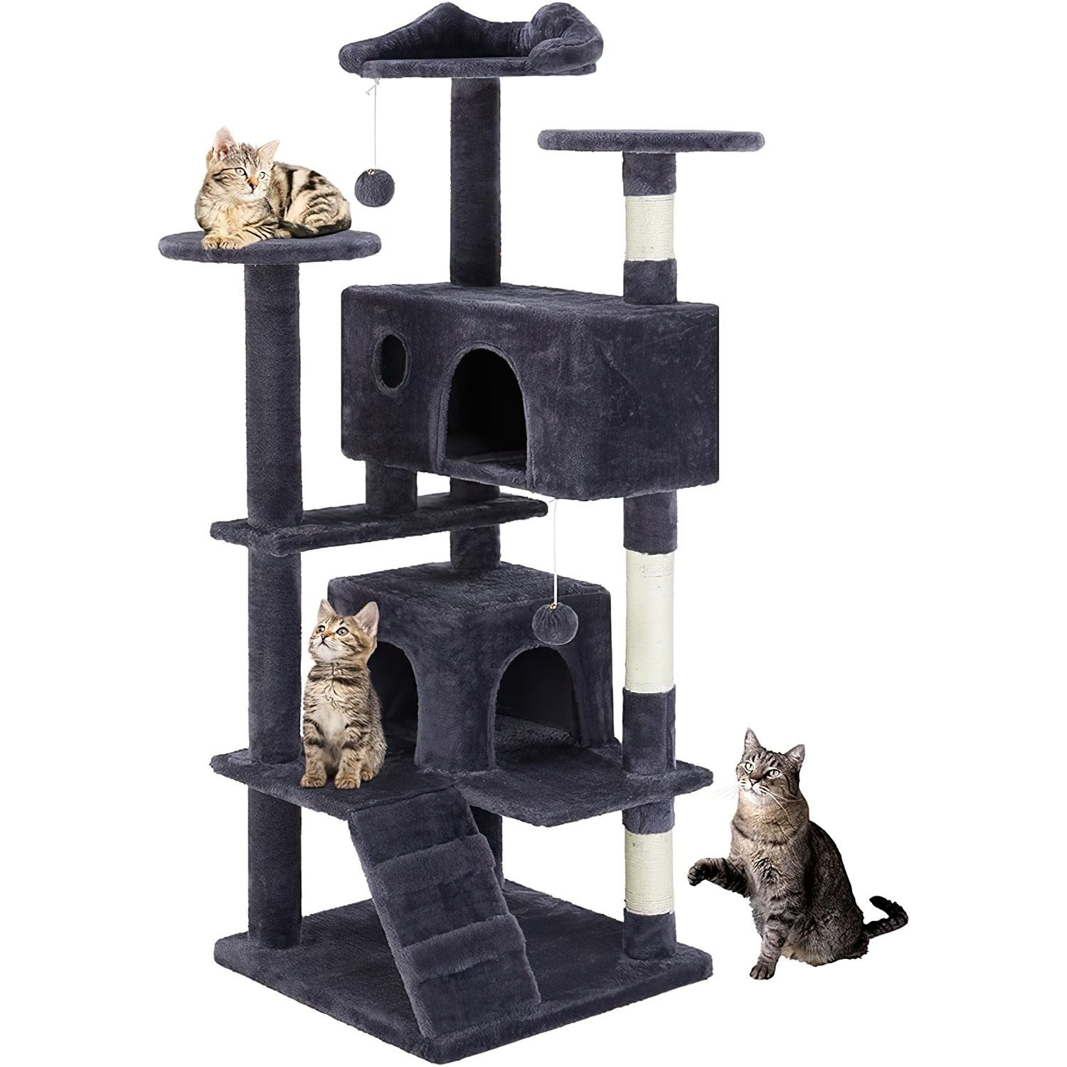 SURFOU Kratzbaum für Katzen katzenkratzbaum Cat Tree Katzenbaum 138cm, Sisalseil & Plüsch Cat Scratching Post Gemütliche Liegefläche Höhle