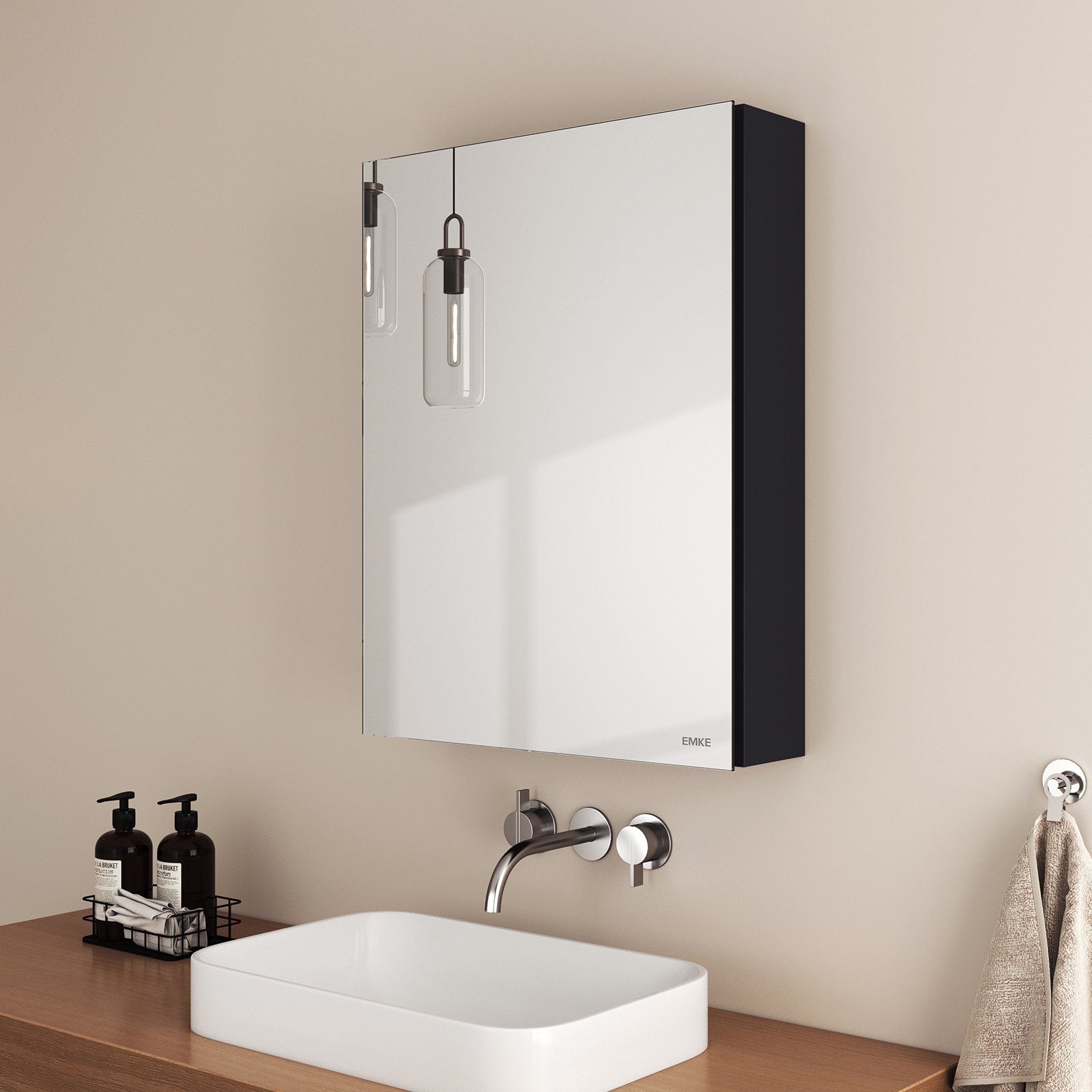 EMKE Spiegelschrank EMKE Spiegelschränke Spiegelschrank Badschrank mit  Doppelseitiger Spiegel und Regal