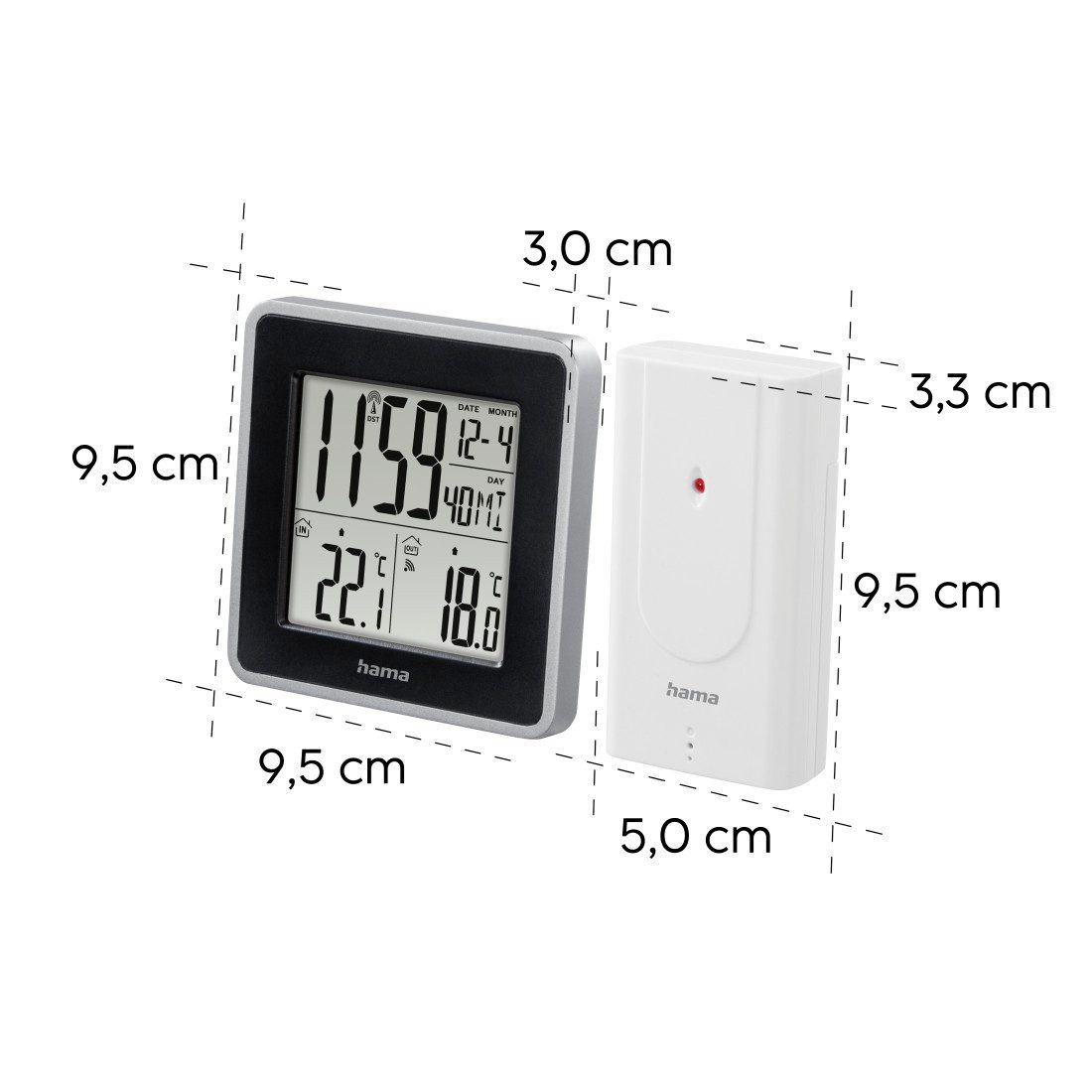 Hama Wetterstation "EWS Intro" Wetterstation (Außensensor, Funk, Innen-/Außentemperatur, Funkuhr, Wecker, Kalender)