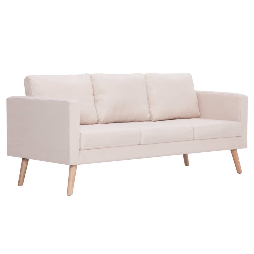 Sofa 3-Sitzer-Sofa Stoff Cremeweiß Couch