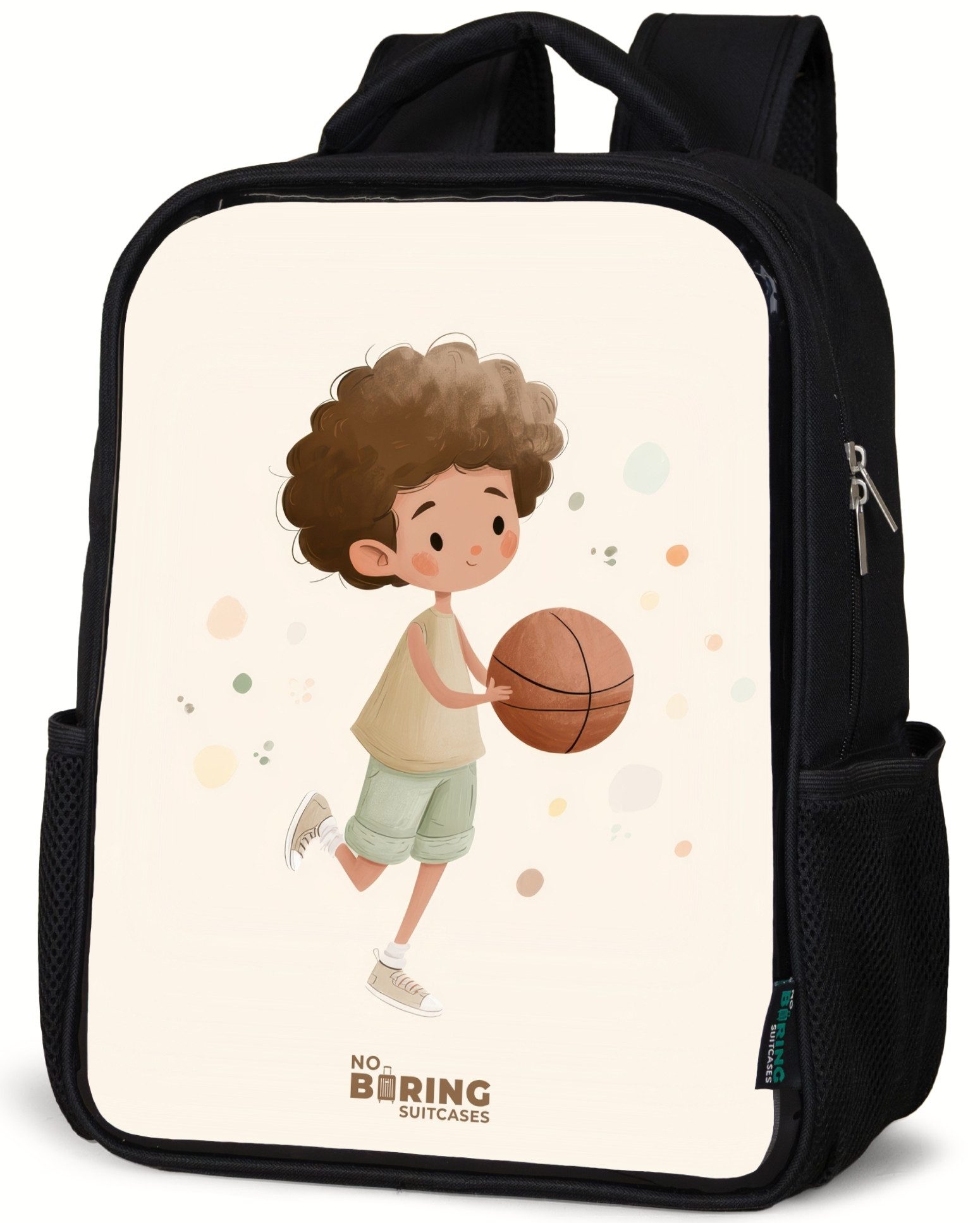 Rucksack Junge mit einem Basketball in Beigetönen