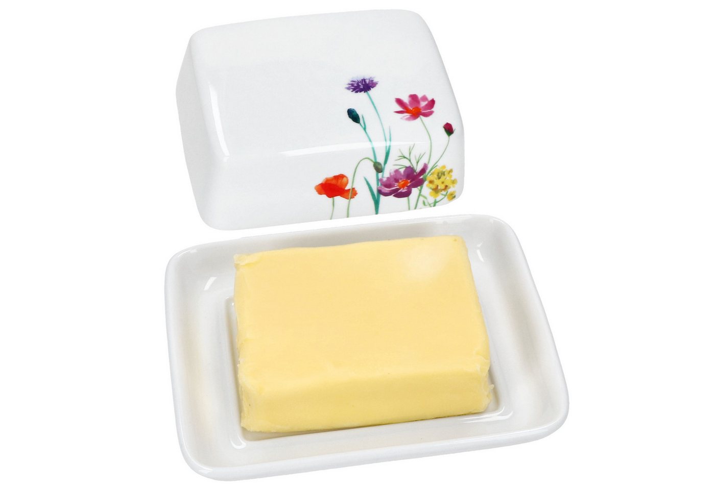 MamboCat Butterdose Marie Butterdose mit Deckel rechteckig für 250g Butter-Schale Blumen, Porzellan