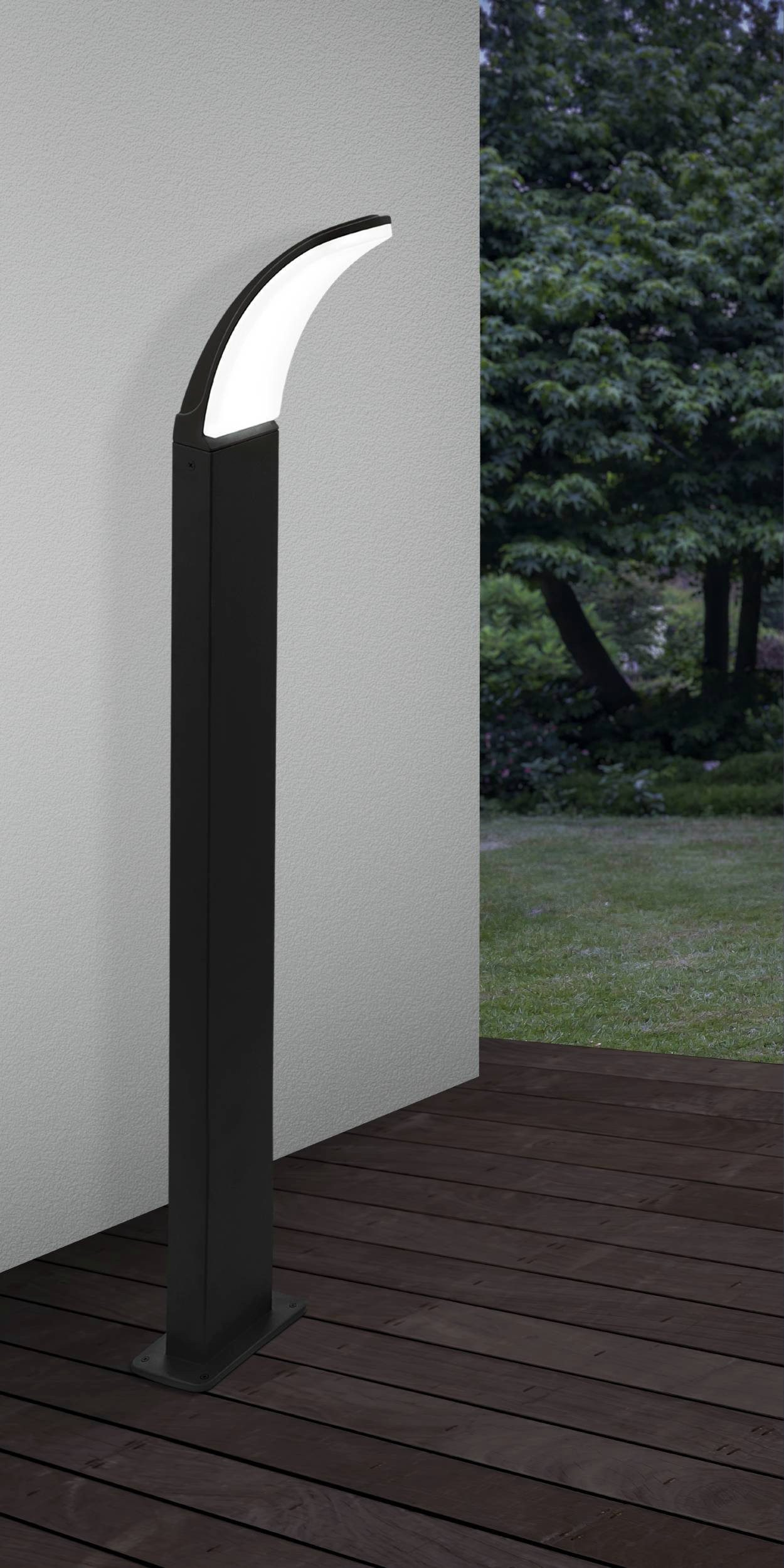 EGLO Stehlampe Fiumicino Außen-Stehlampe, Außenlampe, Alu und Kunststoff, IP44, Lampe, LED fest integriert, Warmweiß, Stehleuchte - H90 cm - schwarz - 11,5W inkl.