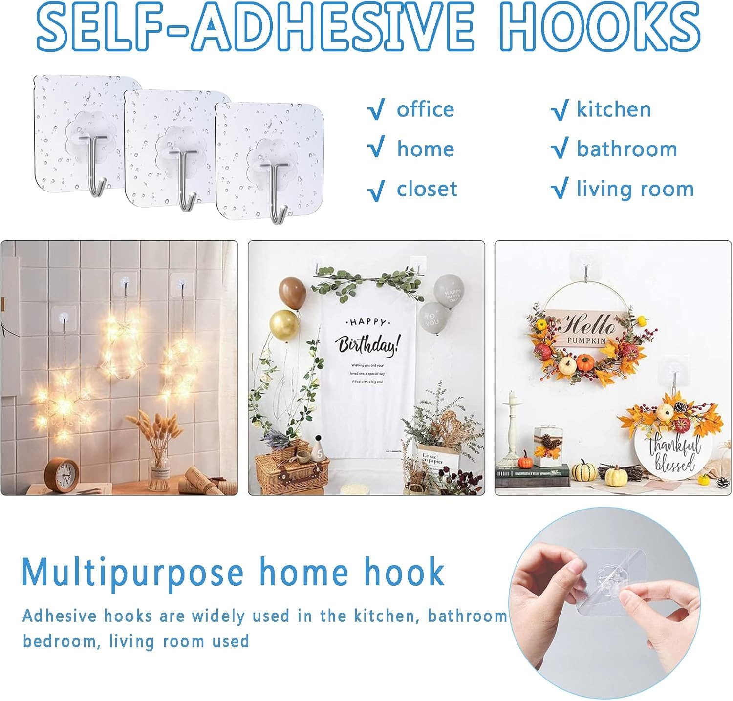 FELIXLEO Gardinenhaken Haken Selbstklebend, 30 Stück Klebehaken Transparent günstig online kaufen