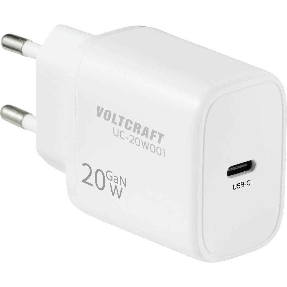 VOLTCRAFT UC-20W001 USB Ladegerät 20 W 1x USB-C® Fast Charge, USB PD 3.0 Weiß USB-Ladegerät (GaN)