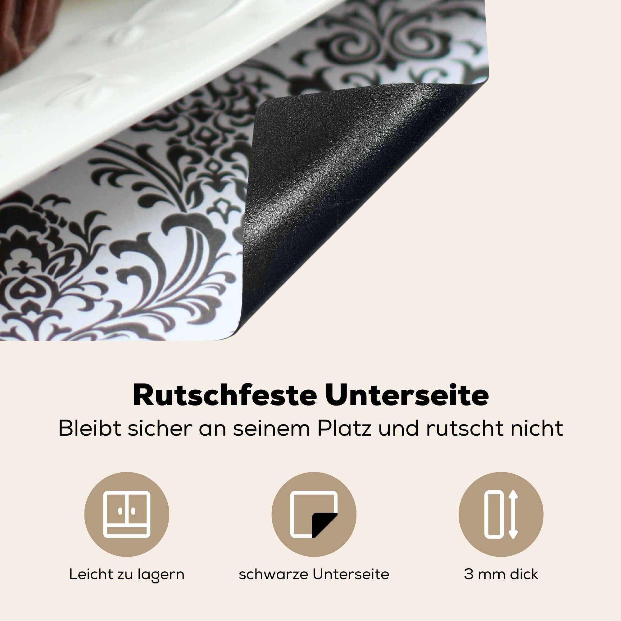 MuchoWow Herdblende-/Abdeckplatte Schokoladen-Cupcakes mit Arbeitsplatte Teller cm, Vinyl, mit 78x78 Ein Zuckerguss, küche tlg), für (1 Ceranfeldabdeckung