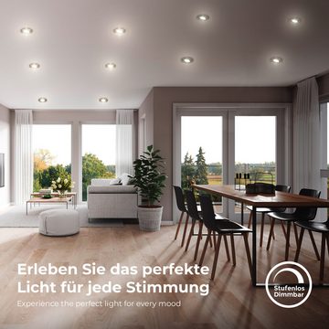 B.K.Licht LED Einbauleuchte LED Einbauleuchten IP65 5er-Set Kunststoff Schwarz, LED fest integriert, Warmweiß, Dimmbar inkl. 5 x LED-Platine 4,9W 480lm 3.000K