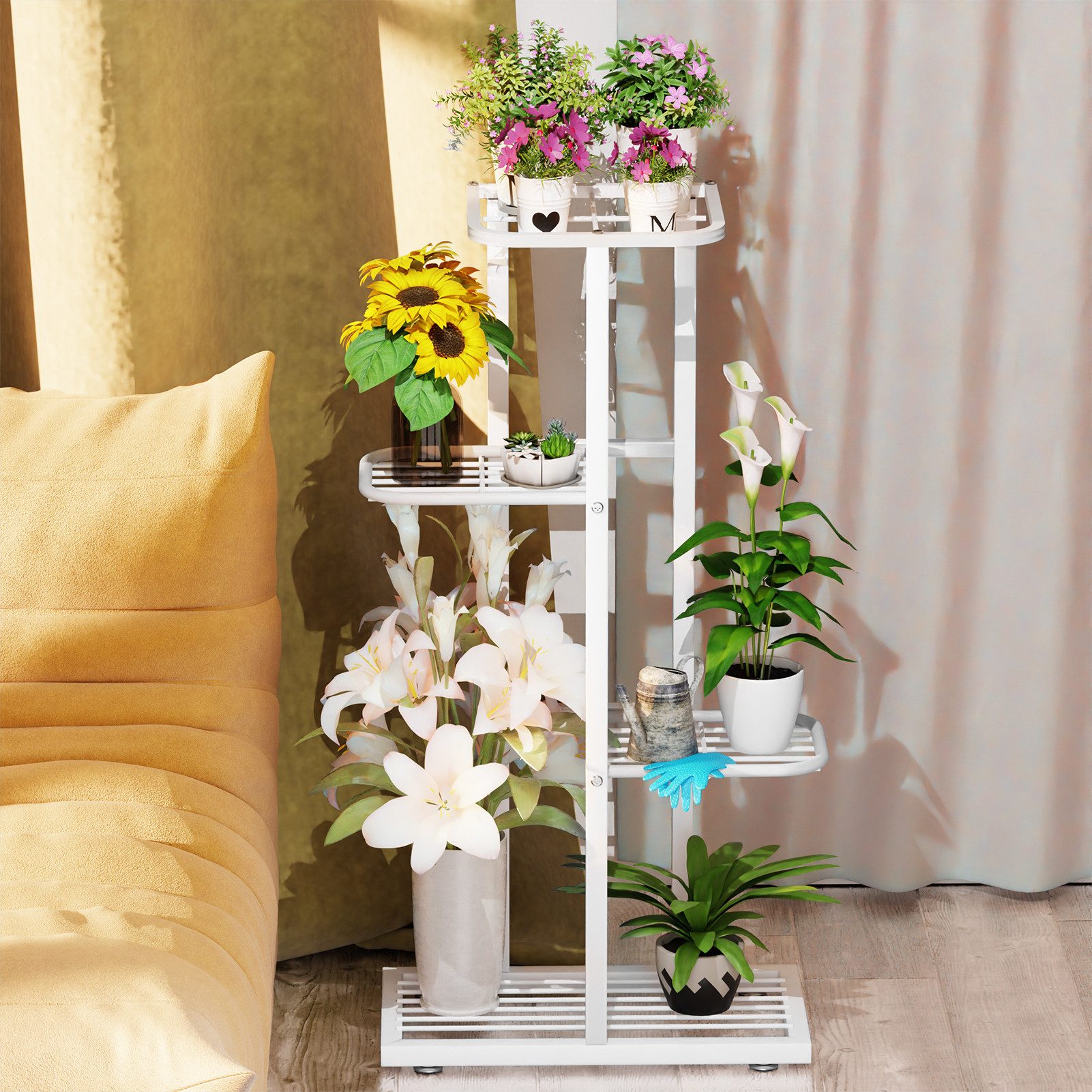 Rutaqian Blumenständer 8-Tier Metall Blumenregal Pflanzenregal, Mehrstöckig Blumenständer (Blumenbank Blumentreppe Pflanzentreppe Standregal), für Innen Garten  – Bild 4 von 5
