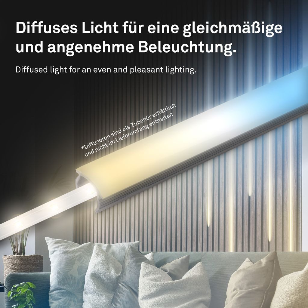 Briloner Leuchten LED Deckenleuchte 8020294, Dimmfunktion, LED fest integriert, 2700K - Extra-Warmweiß, LED Strip 2,6m Weiß 24V Zubehör Akustikpaneele Wohnzimmer Flur