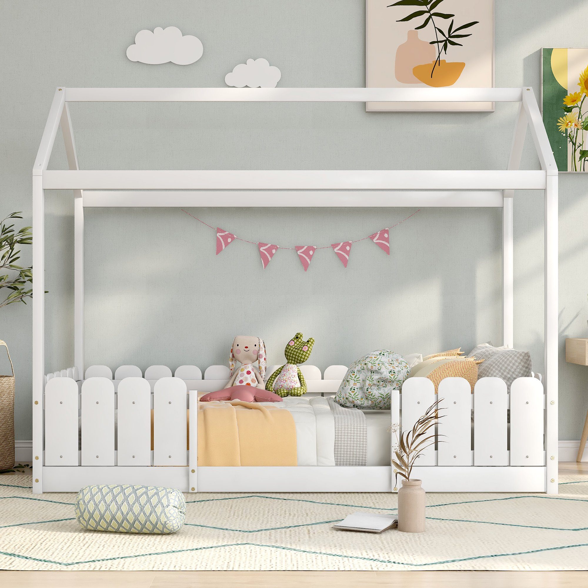 Flieks Kinderbett (1-tlg), Hausbett Kiefernholz 90x200cm ohne Matratze günstig online kaufen