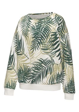 LASCANA Sweater -Loungeshirt mit Allover-Blätterdruck, Loungewear