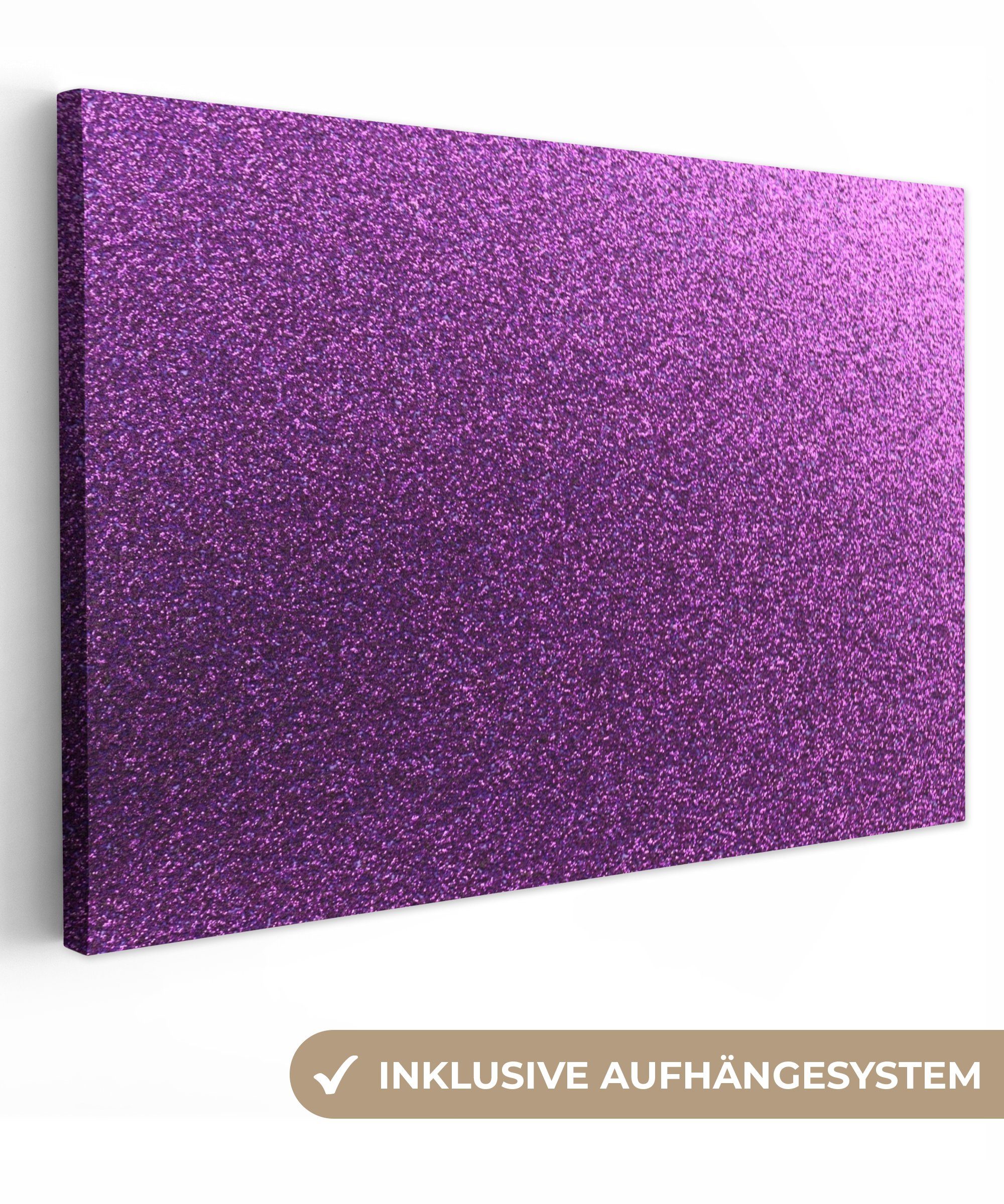 Leinwandbild Wohnbereiche, - OneMillionCanvasses® Abstrakt, 120x80 Glitzer Rosa Gemälde, großes, Wandbild - XXL, Design cm (1 - für alle St),