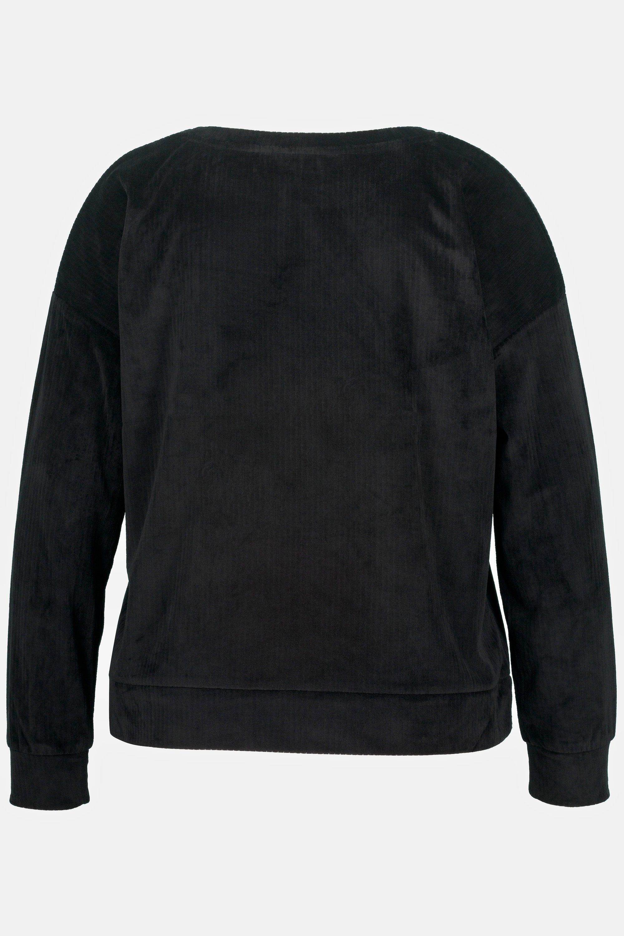 Ulla Popken Homewear-Sweatshirt Langarm schwarz Rundhals Sweatjacke Oversized