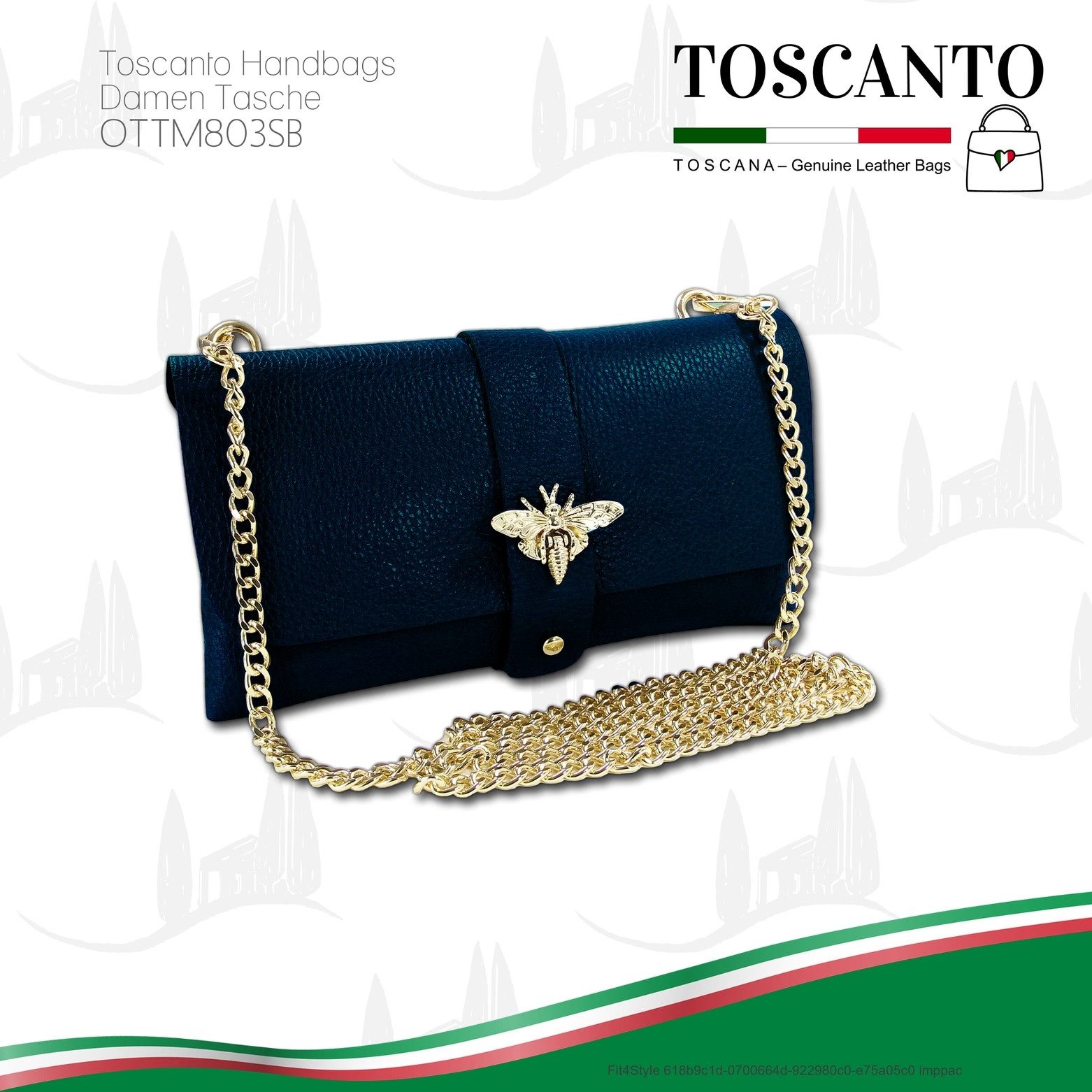 Toscanto Clutch Toscanto Damen Schultertasche Clutch (Clutch, Clutch), Damen Tasche Echtes Leder dunkelblau, Made-In Italy