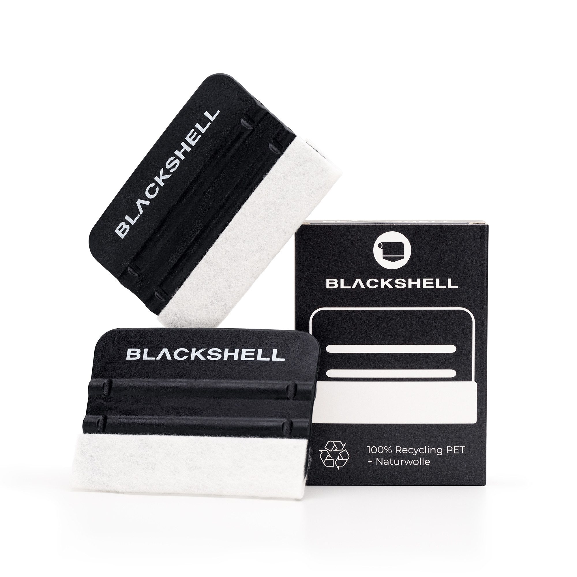 Blackshell Montagewerkzeug Profi Rakel zum Verkleben von Folien, (2-tlg), Anti-Kratz-Beschichtung durch Naturwolle