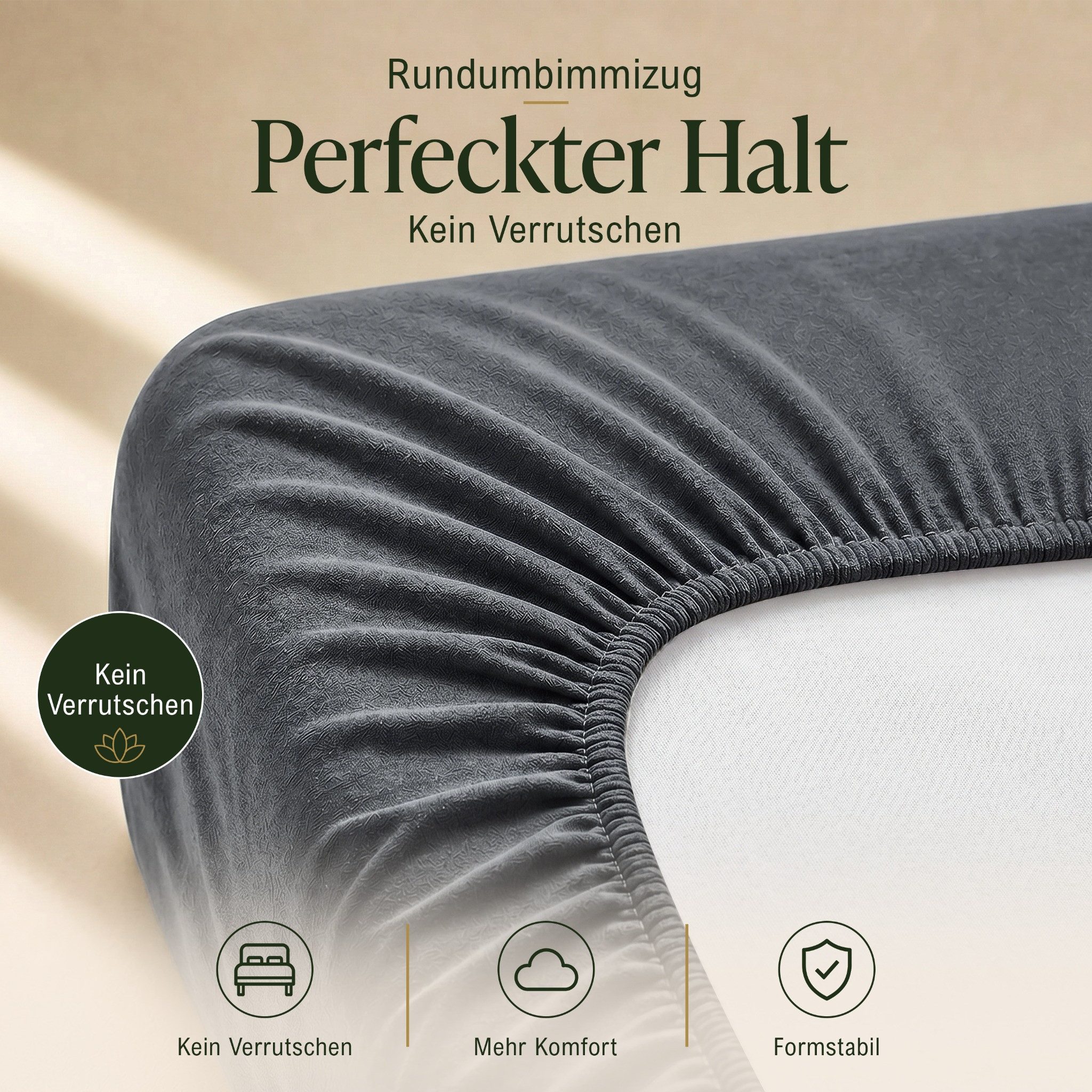 Malika Spannbettlaken aus 100% Baumwolle, 90-100x200, Anthrazit, Jersey Baumwolle, Gummizug: Ja, (1 Stück), Allergikergeeignet, Pflegeleicht und Atmungsaktiv