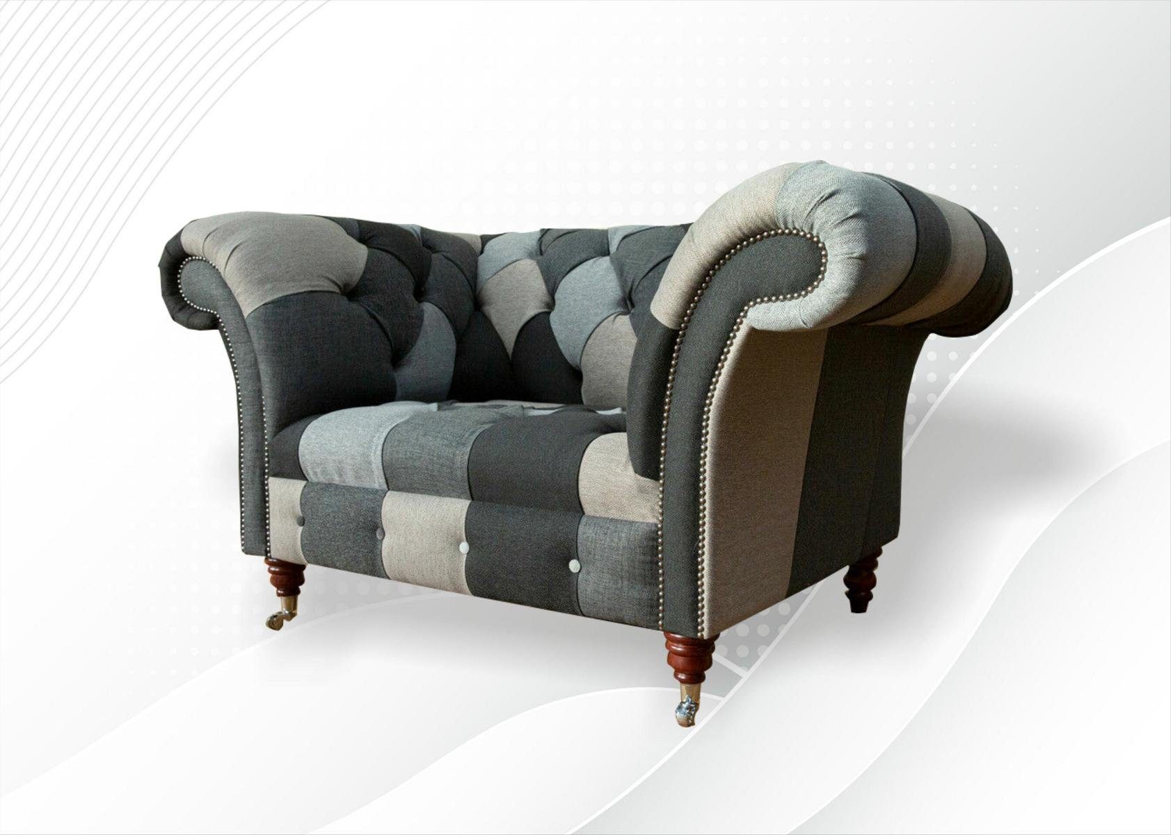 Chesterfield Couch Made Sitzer JVmoebel Designer Polster Sofa Europe Stoff Sessel Luxus 1.5 in Sofa,