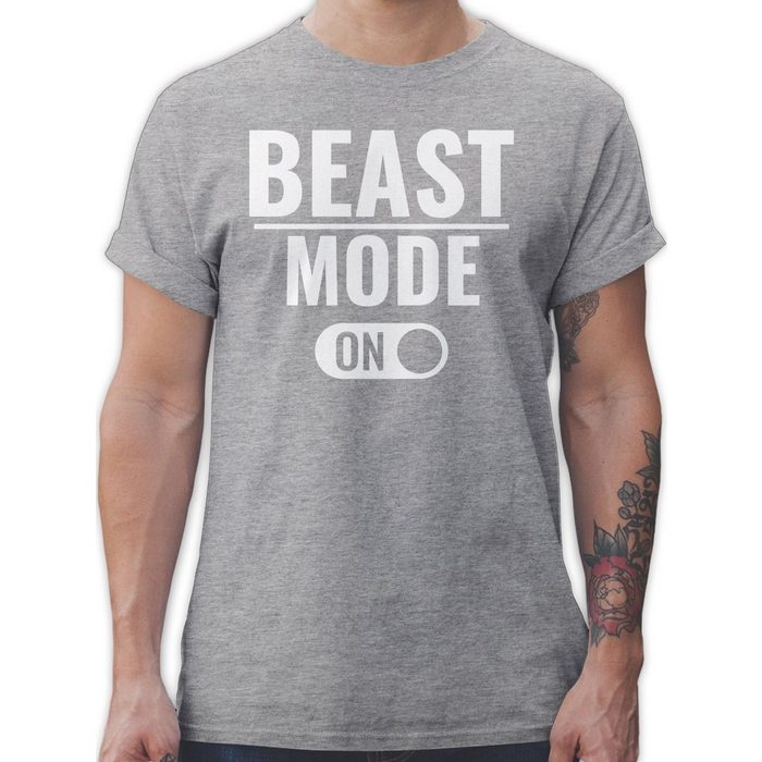 Shirtracer T-Shirt Beast Mode ON - Fitness & Workout - Herren Premium T-Shirt fitness herren - t shirts männer grau - workout tshirt - dad shirt