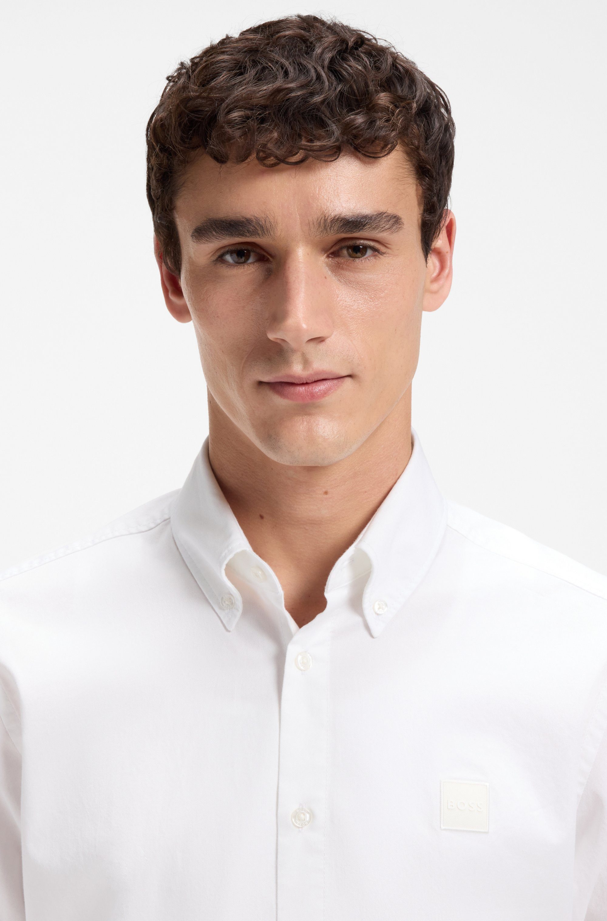 BOSS ORANGE Langarmhemd Ricoplus M Button-down-Kragen, Regular Fit, reine Baumwolle