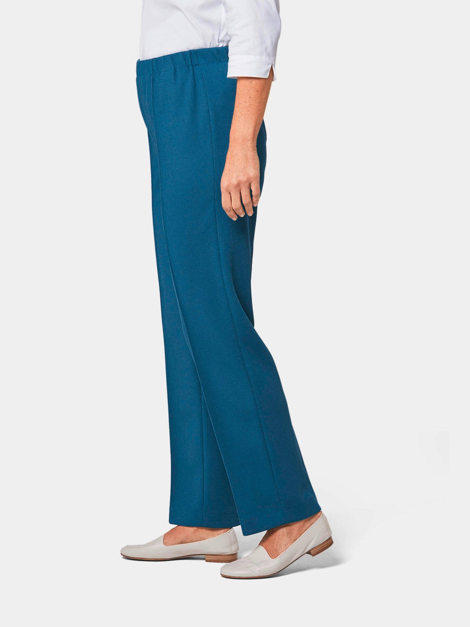 GOLDNER Schlupfhose Rippenhose mit Biesen Bequeme Stretchhose mit Schlupfbund und Knöchellänge
