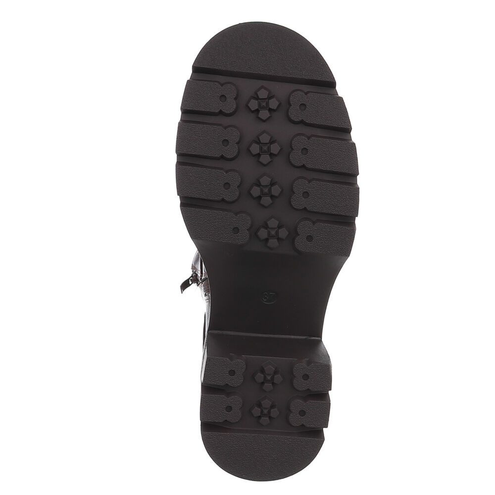 Ital-Design Robuste Stiefelette mit Schnürung für Damen – Herbst-Trend Schnürstiefelette (90152946) Blockabsatz Stiefeletten in Schwarz