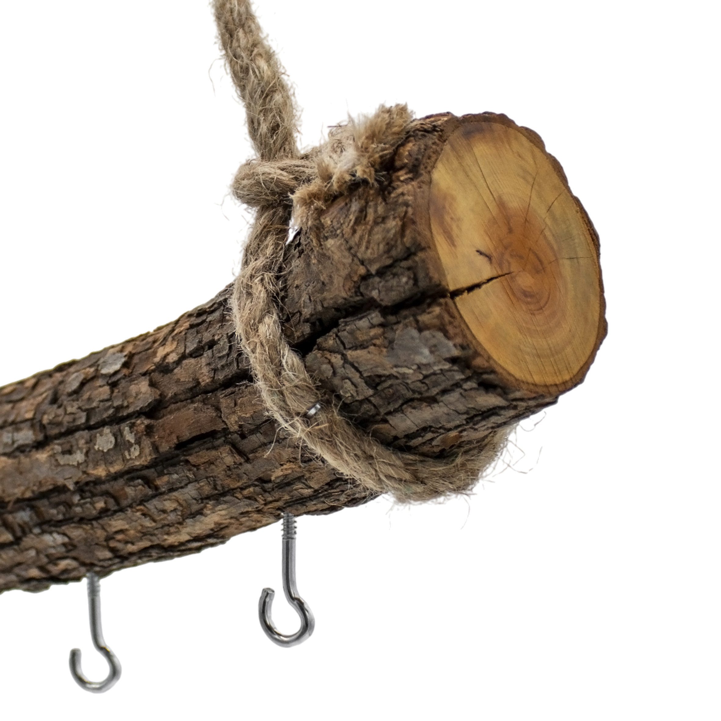 Spetebo Hängedekoration Holzast massiv zum Hängen mit 6 Haken zum Dekorieren - 56 cm (Stück, 1 St., 1), gewicht ca. 1,2 kg – Bild 4 von 5