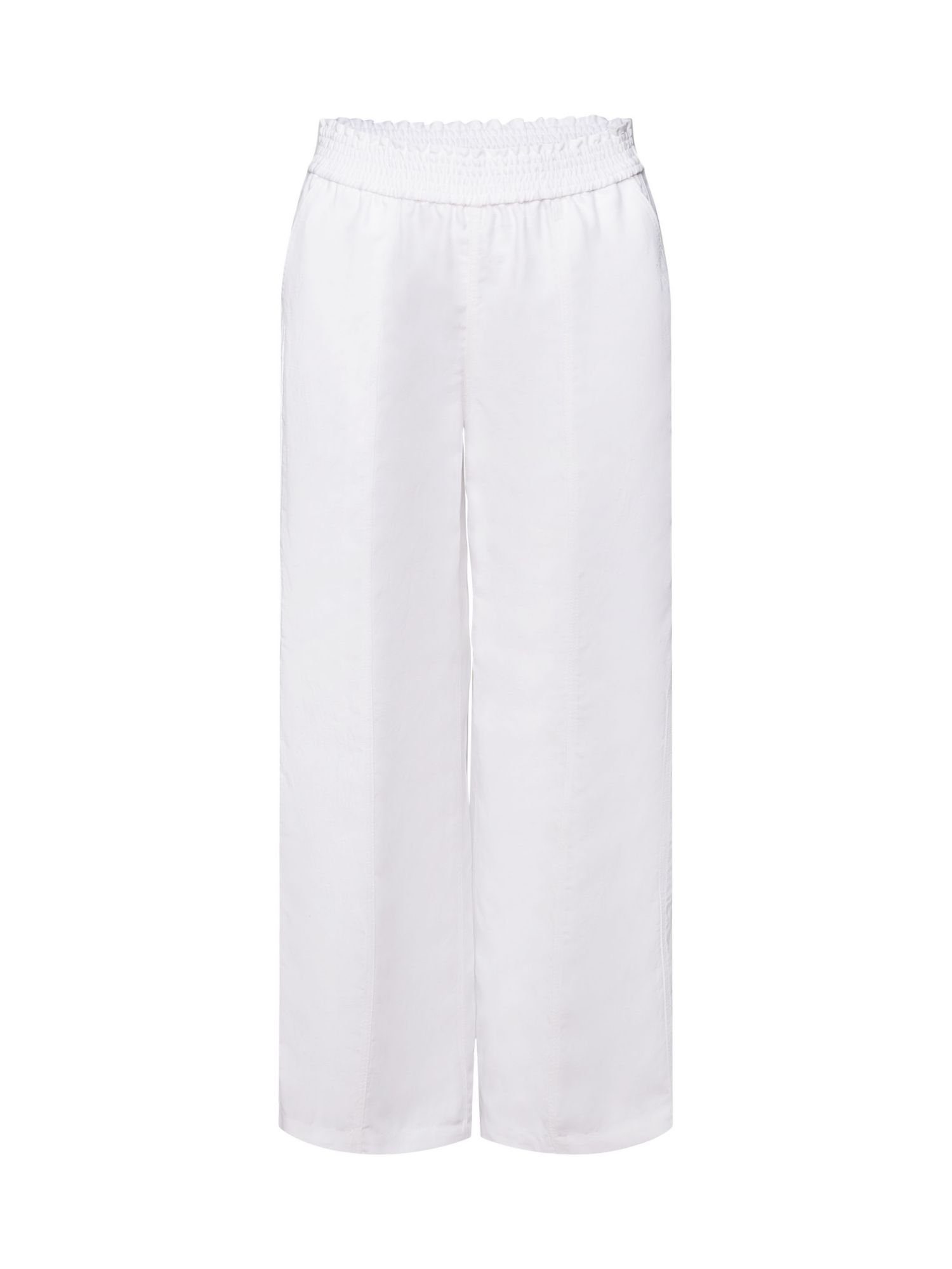 Esprit Collection Stoffhose Pull-on-Hose mit weitem Bein, Leinenmix WHITE
