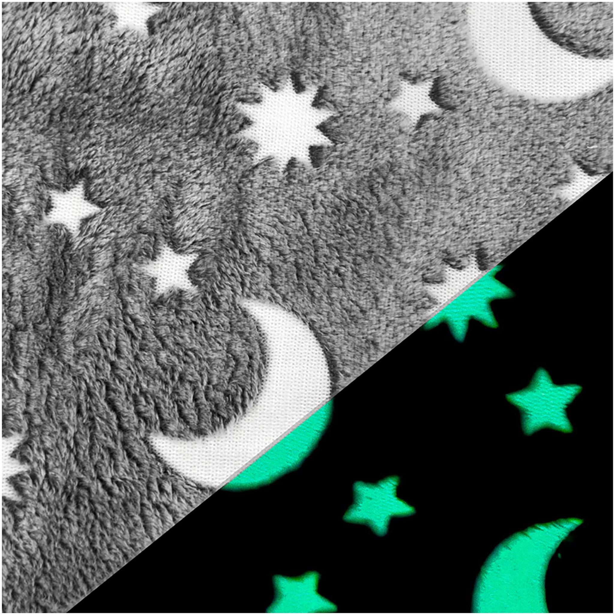 maDDma Stoff Wellness Fleece Sternenhimmel Glow in the Dark Zuschnitt ab 1x1,65m, grau